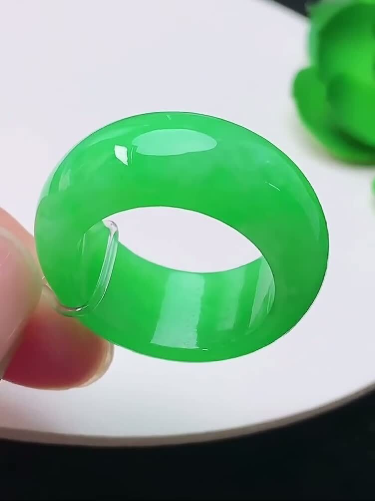 翡翠滿綠戒指指環 (港圈 18號),天然翡翠A玉, 緬甸玉, Jade, Jadeite