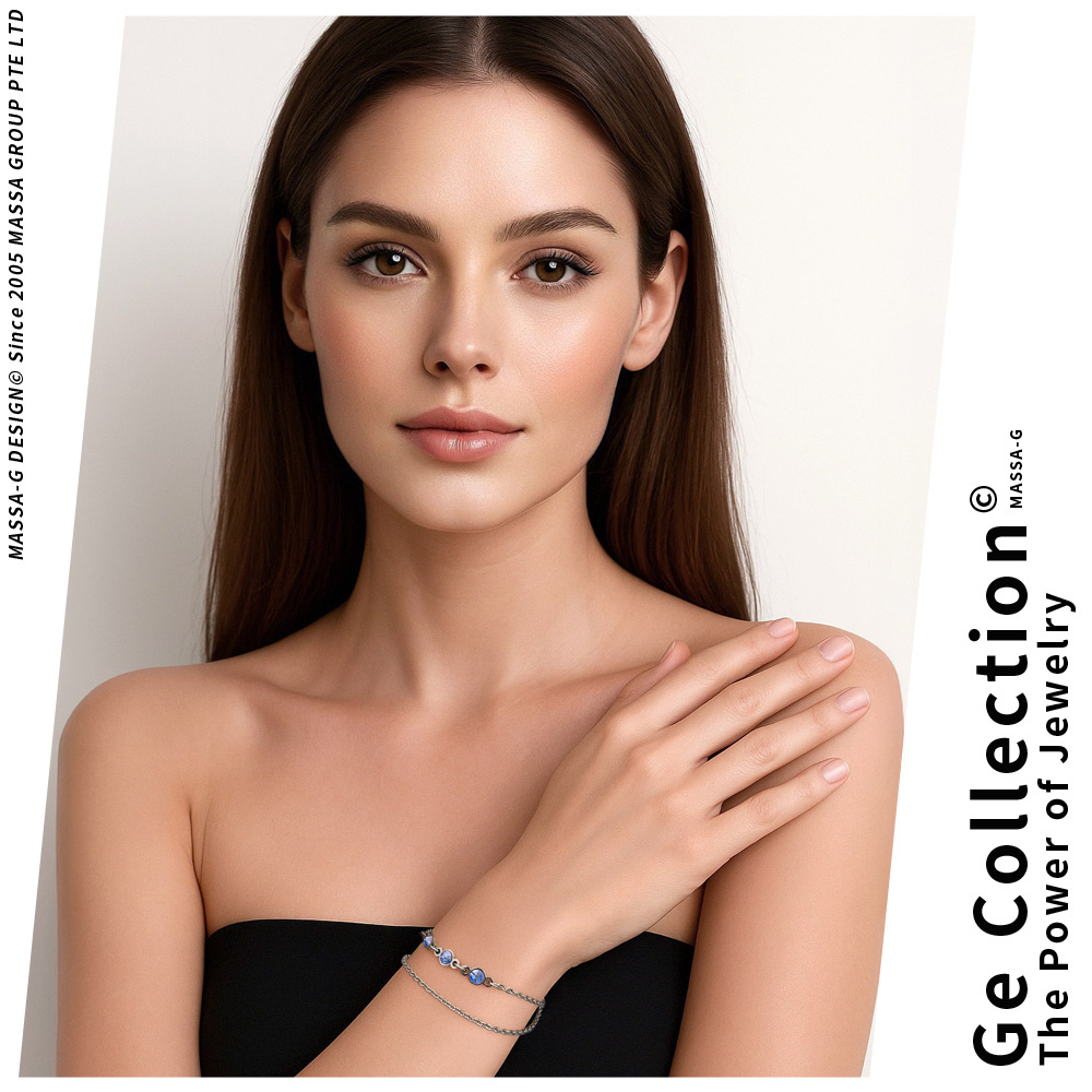 MASSA-G【Make A Wish】祈願金屬鍺錠白鋼雙層水晶手鍊/腳鍊(3個金屬鍺)