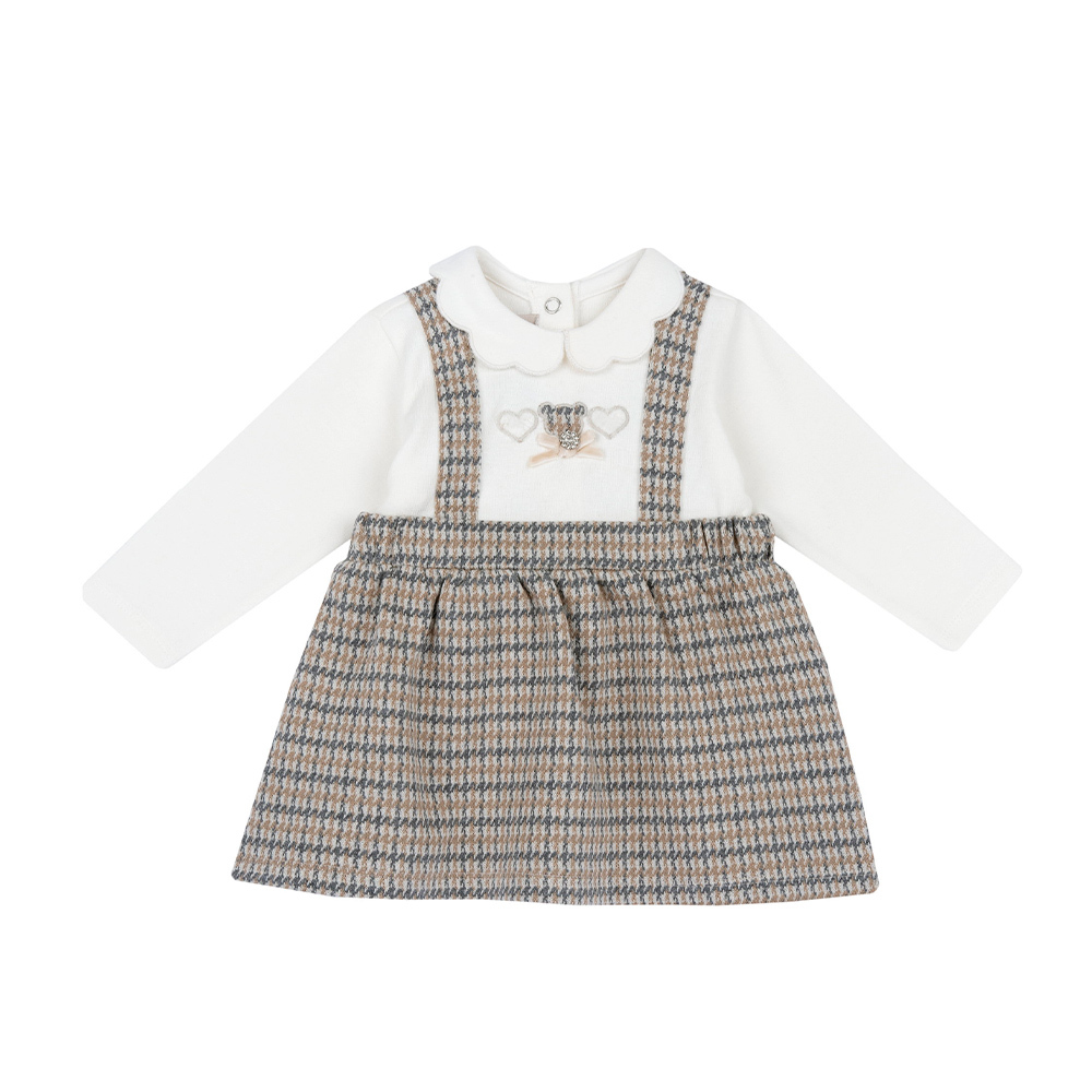 泰迪世家-千鳥格假兩件式洋裝