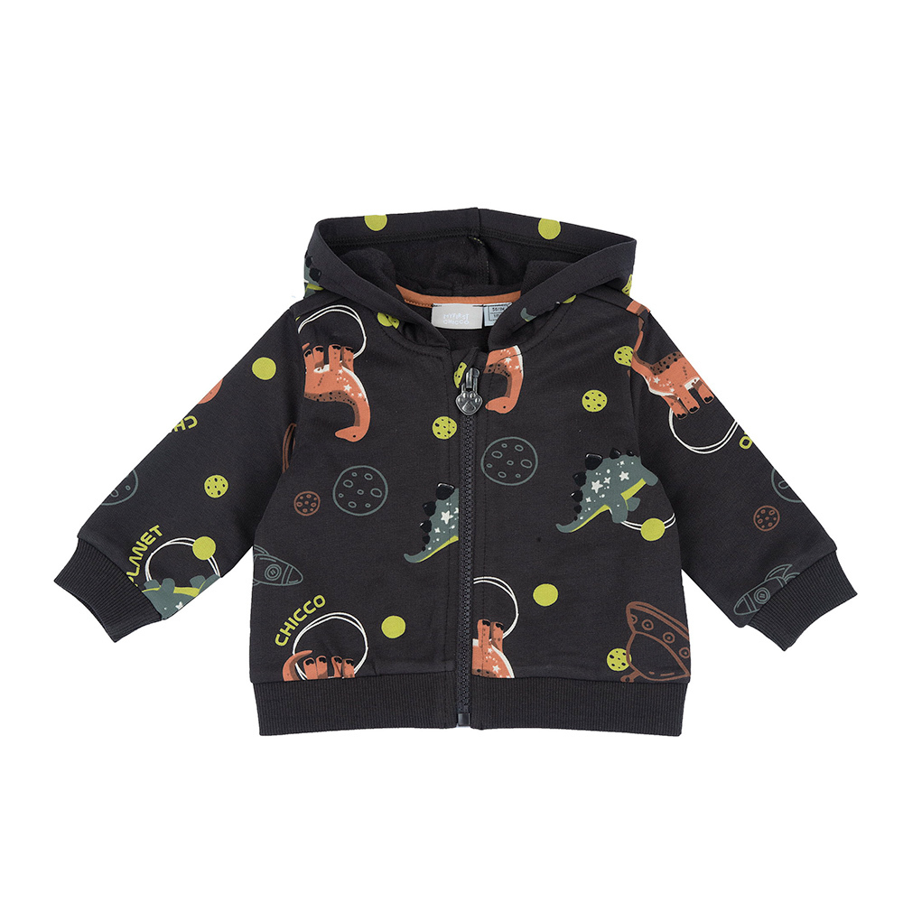 星際恐龍-滿版印花連帽外套