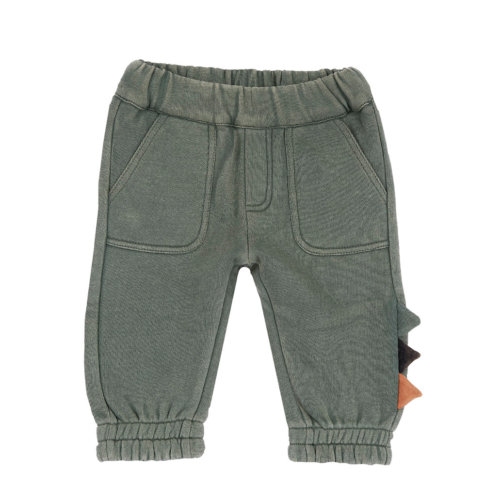 星際恐龍-造型水洗縮口長褲