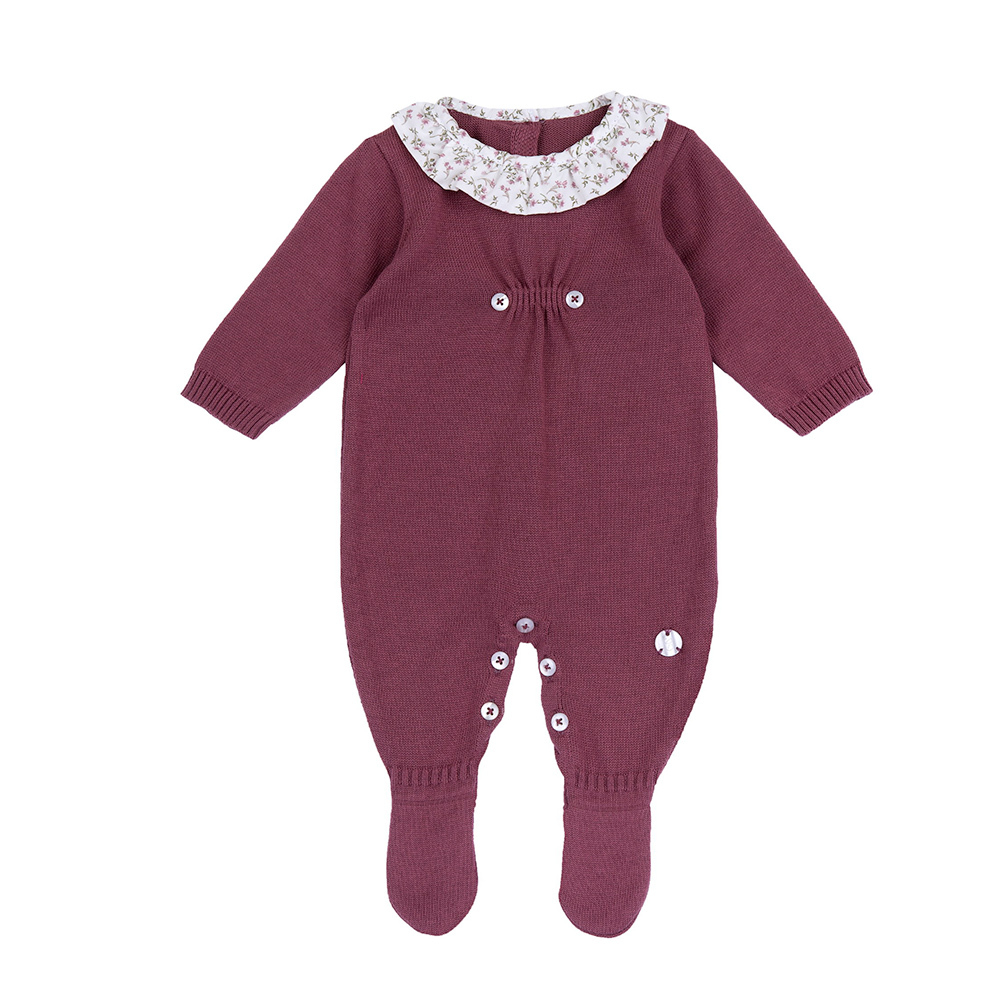 狐狸小公主-花朵荷葉領針織後開兔裝