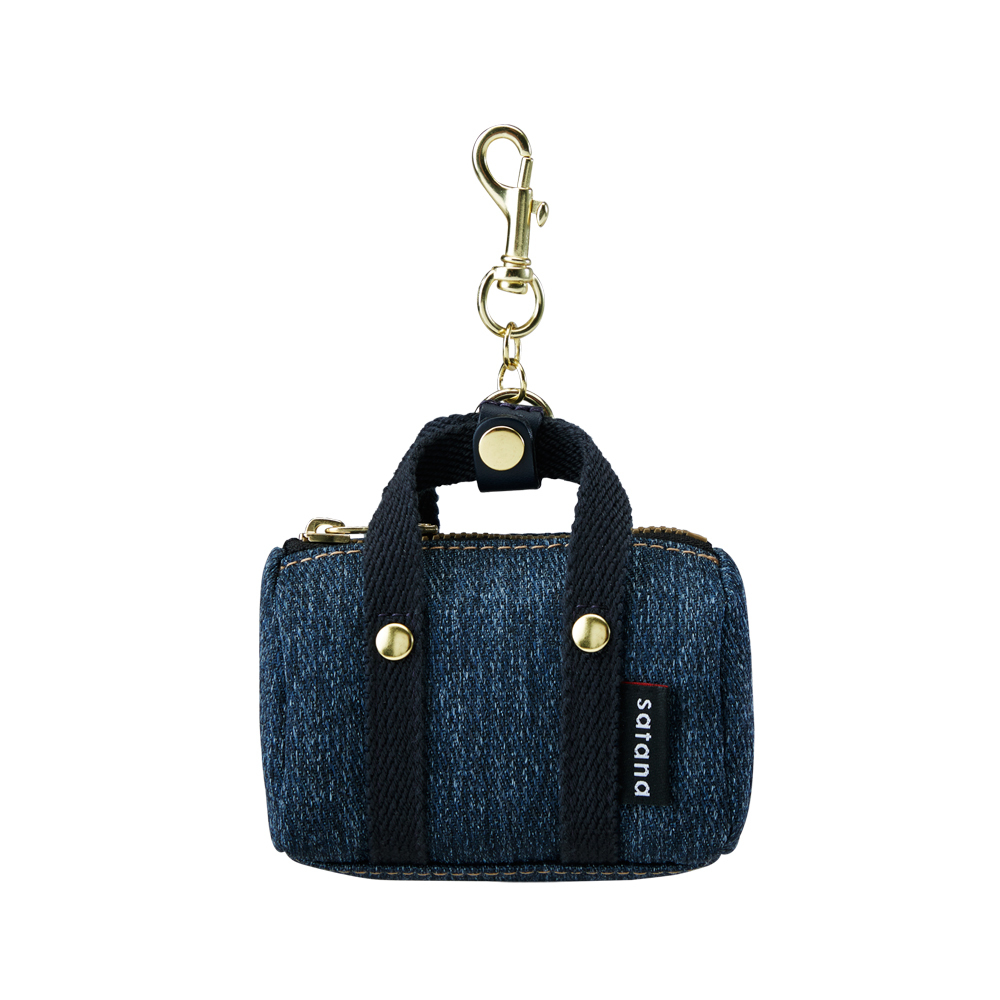 Denim 迷你波士頓吊飾包-深丹寧藍