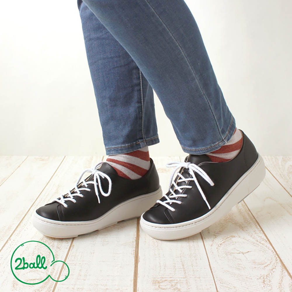 大阪樂步健康鞋 2ball 輕量厚底休閒鞋TB602(BLK-黑色)