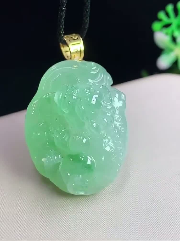 翡翠冰飄綠貔貅,天然翡翠A玉, 緬甸玉, Jade, Jadeite