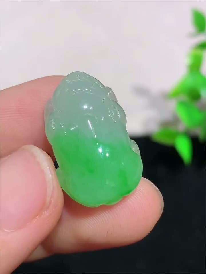 翡翠冰飄綠貔貅,天然翡翠A玉, 緬甸玉, Jade, Jadeite