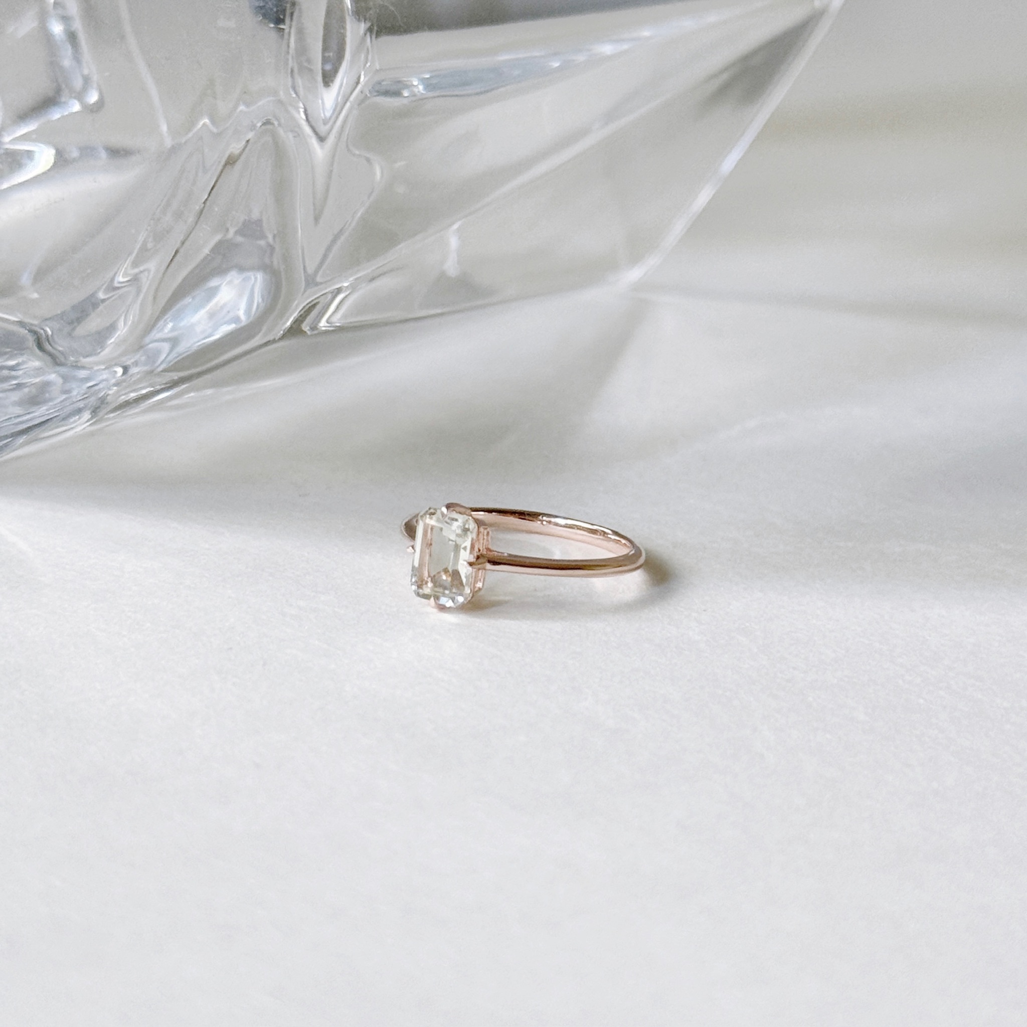 Emerald cut四爪綠色紫水晶戒指