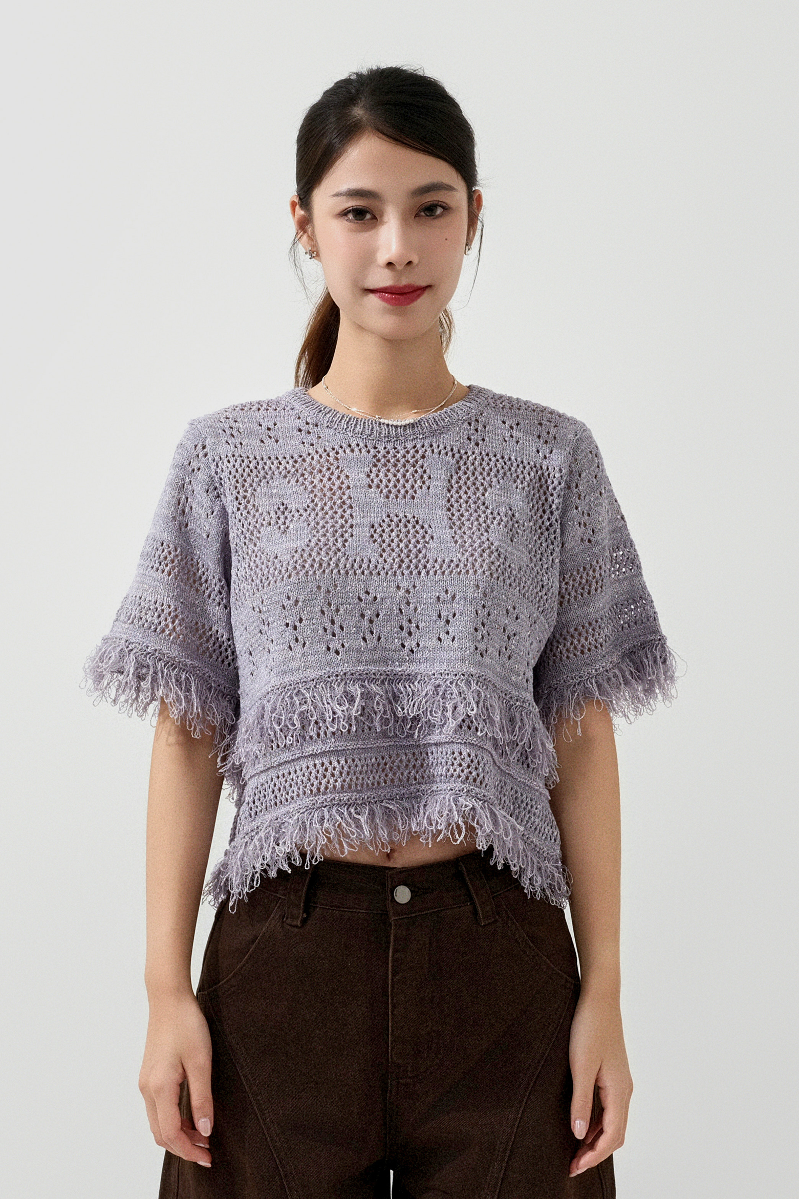 圈圈蘇蘇H通花針織上衣（預購產品）