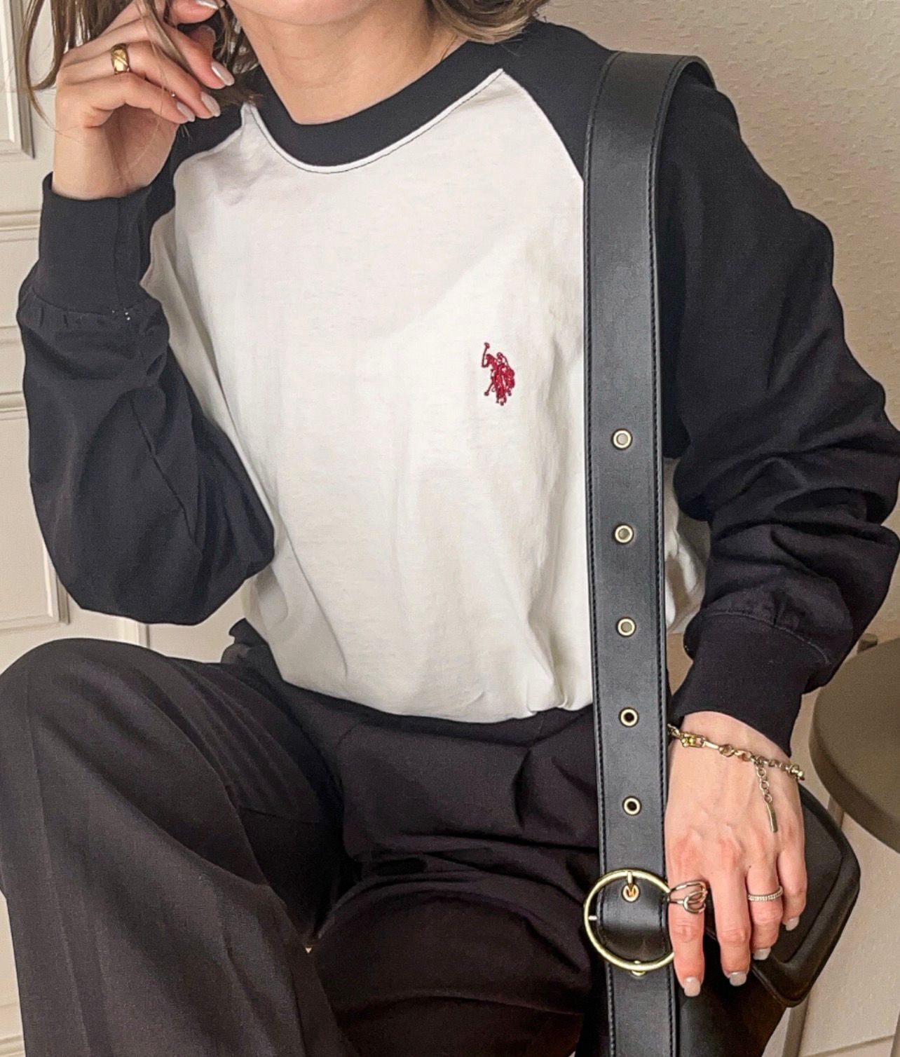 【預購】JN092605 U.S. POLO ASSN. 拼色長袖上衣