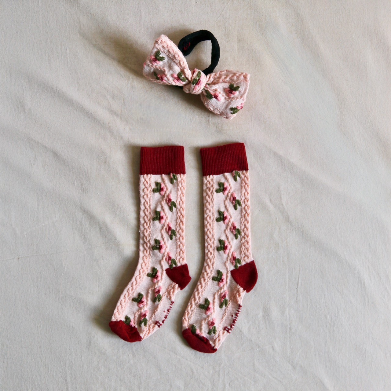 Farandole Socks With Hair Bow in Camel by Bonjour main image 1