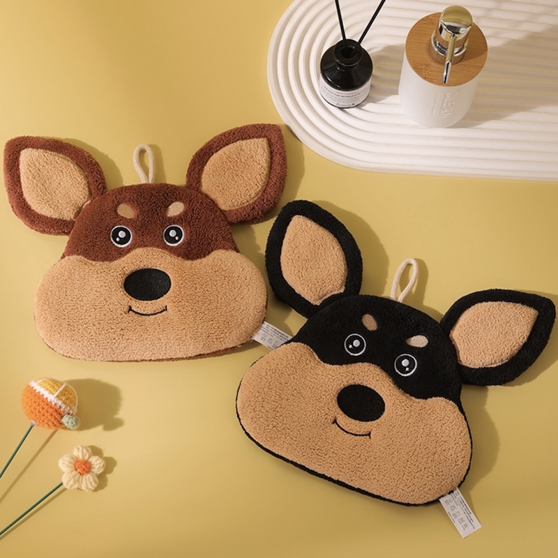 《09265》蜜蜂狗狗珊瑚絨擦手巾