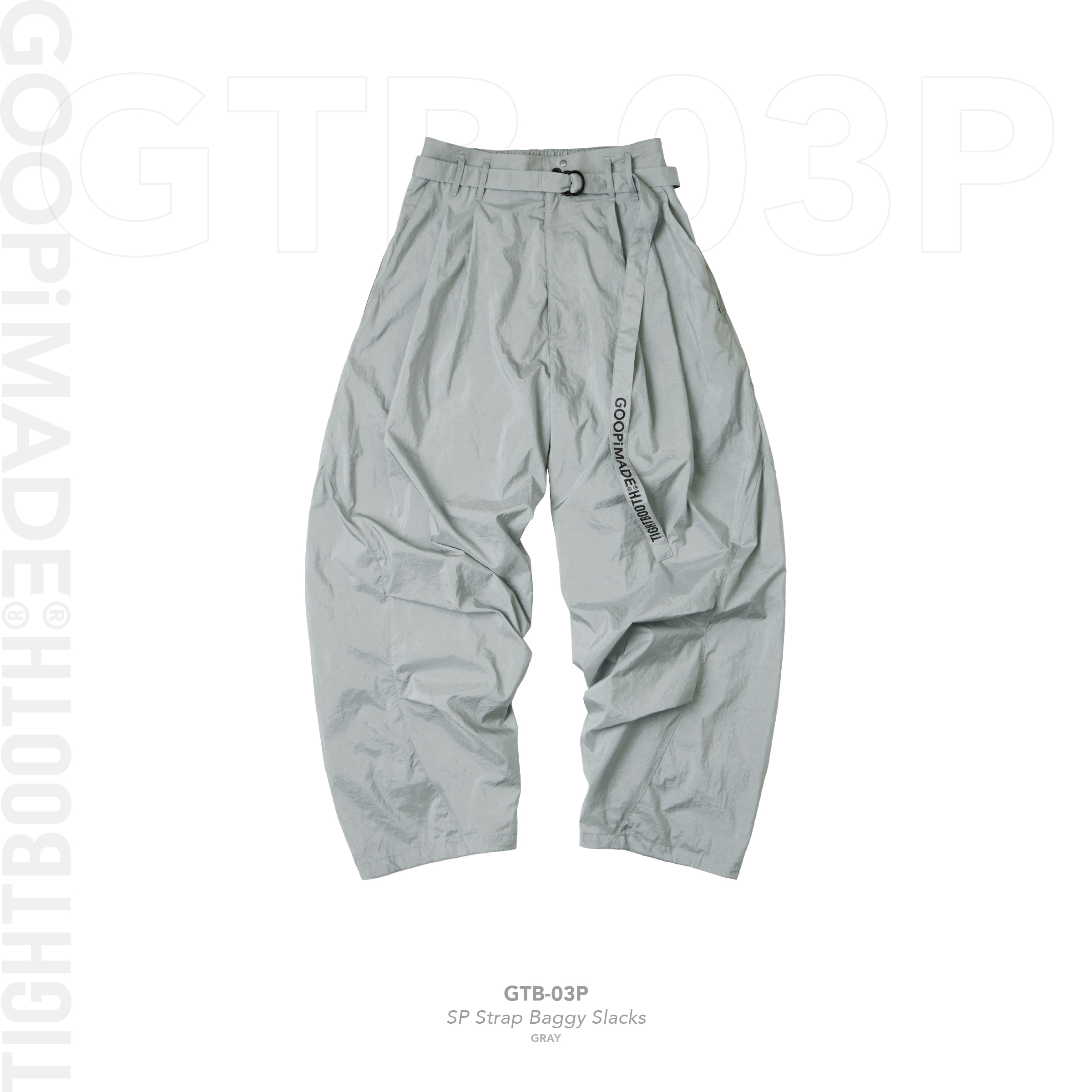 GOOPiMADE “GTB-03P” SP Strap Baggy Slacks - Gray