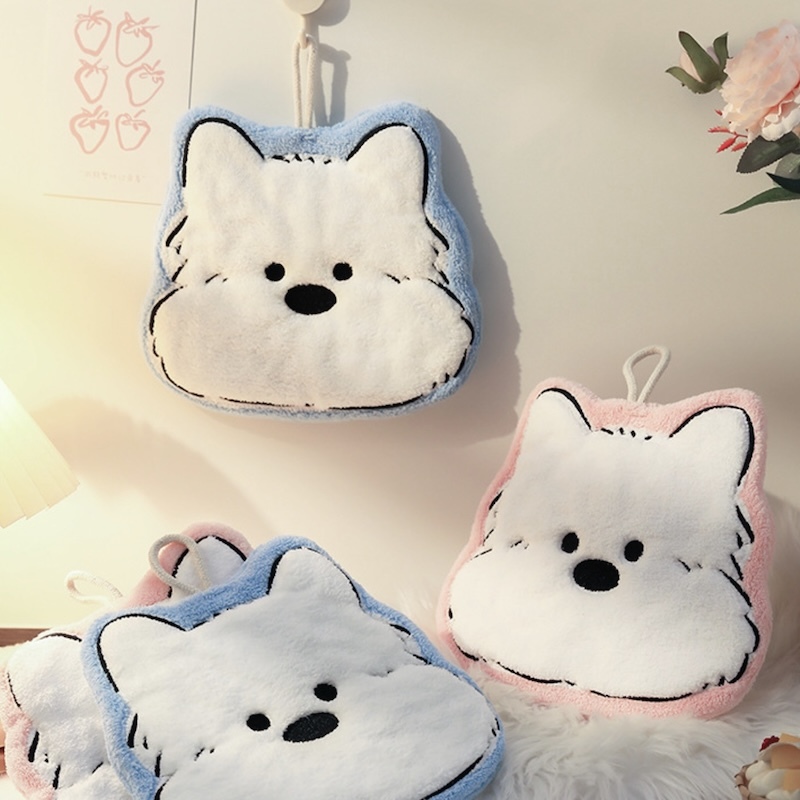 《09266》西高地狗狗珊瑚絨擦手巾