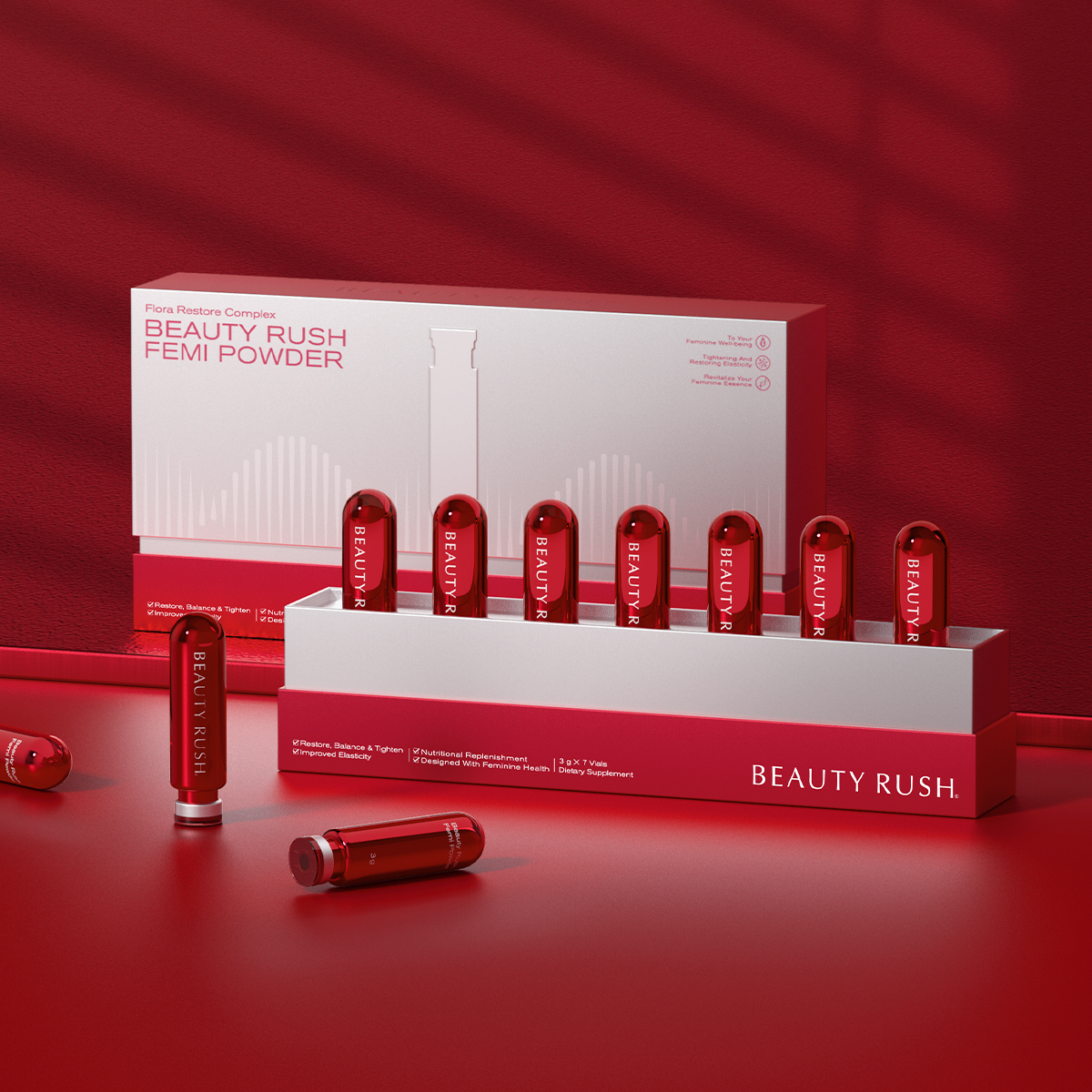 BEAUTY RUSH  鎏光內雕飲1.0/ 3g*7瓶/盒+ 鎏光內雕蜜2.0 /2ml*7支/盒   【正品】新西蘭 喚醒花園肌少女原生澎湃鎖濕力 延后女性更年期 通過幹細胞3D調節荷爾蒙全面迴圈滋養呵護宮巢