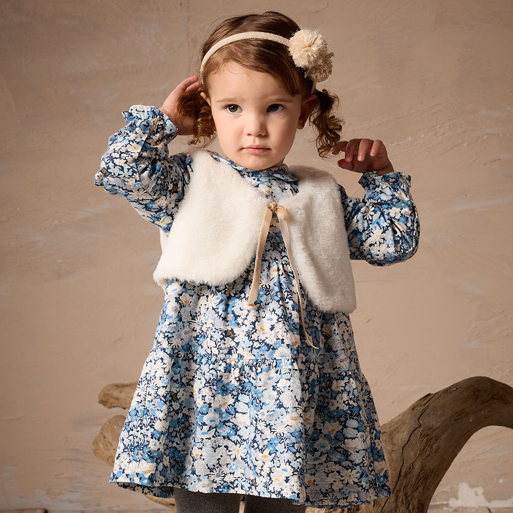 PIPPY 浪漫印花小兔狐背心兩件式連身裙洋裝 藍綠