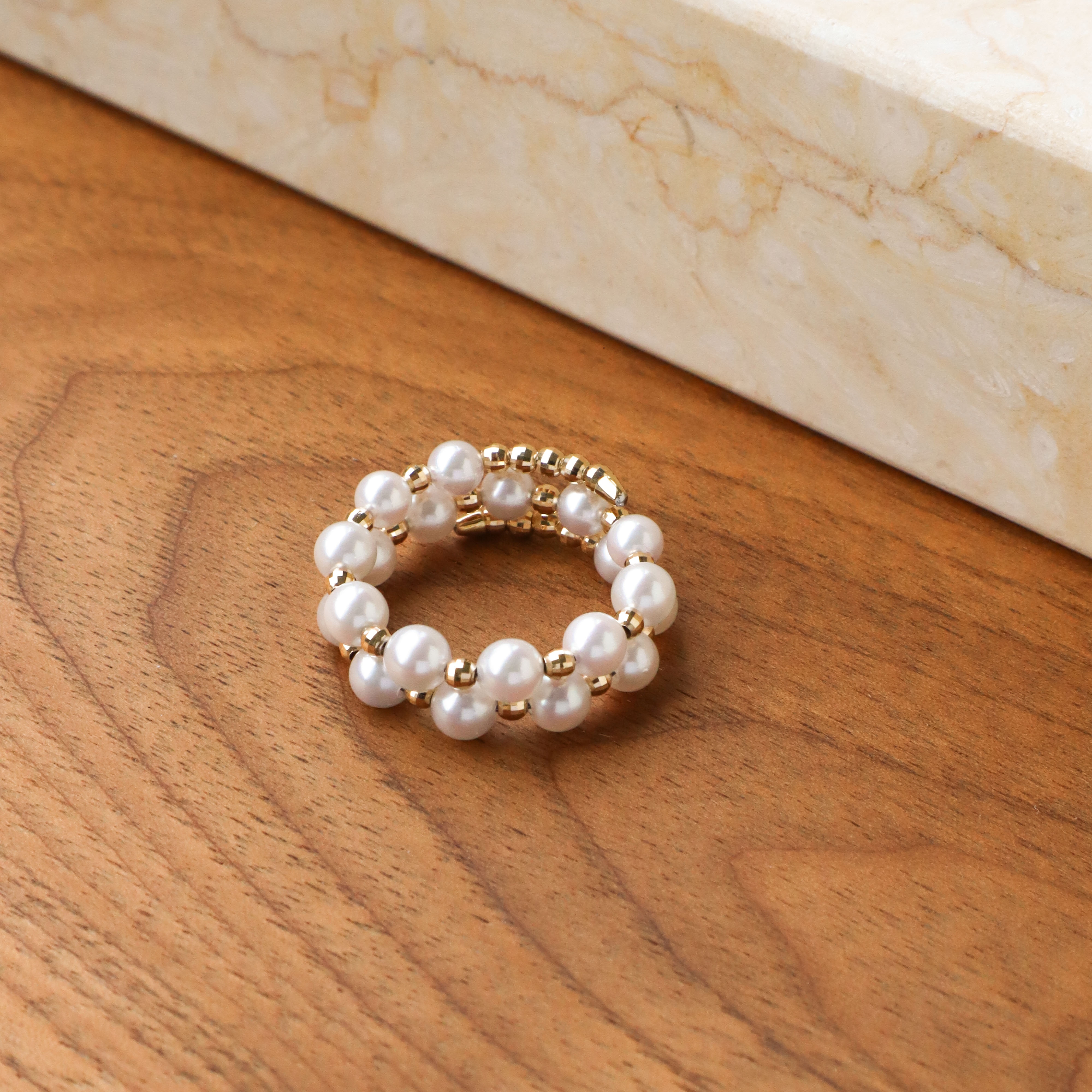 【周年慶限定】18K/日本設計款系列-AKOYA珍珠串珠戒指