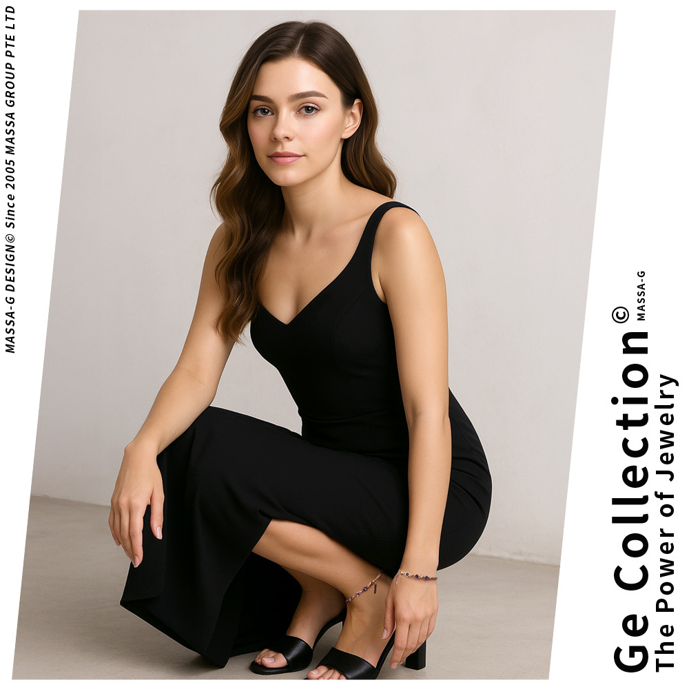 MASSA-G【Andromeda】安卓美達金屬鍺錠水晶玫瑰金鋼腳鍊