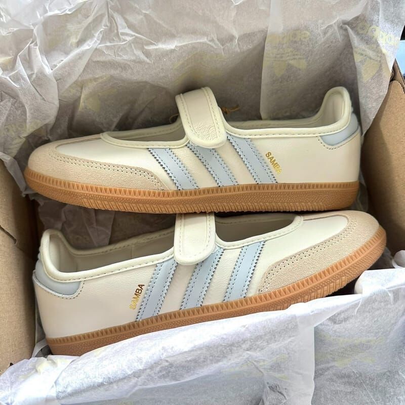 ADIDAS SAMBA JANE 海鹽寶寶藍 奶油藍 奶油白 米色 淡藍色 瑪莉珍鞋 涼鞋 女鞋 JR7339 / 調貨