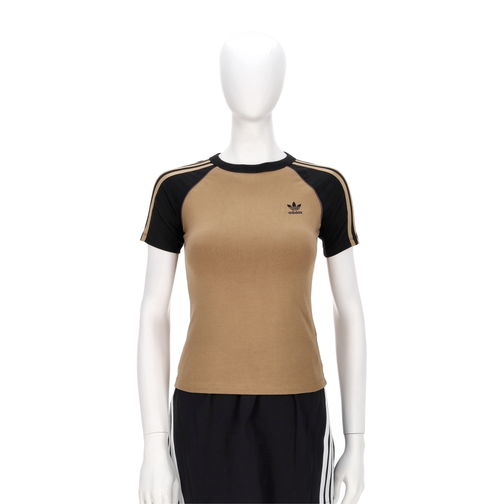 Adidas 3S Slim Tee 女款 咖啡色 修身 復古 插肩袖 休閒 短袖 JV7192