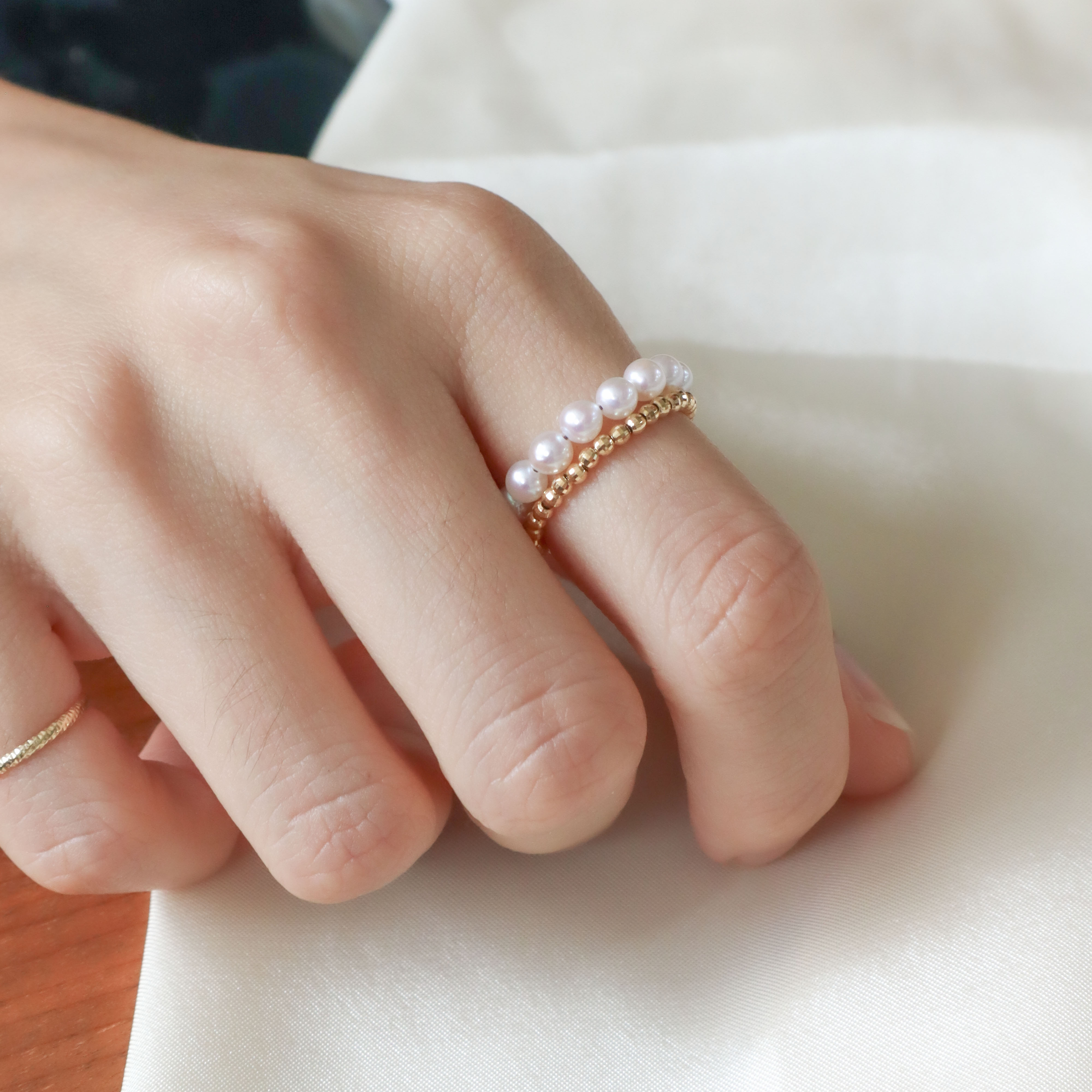 【周年慶限定】18K/日本設計款系列-AKOYA珍珠半環戒指