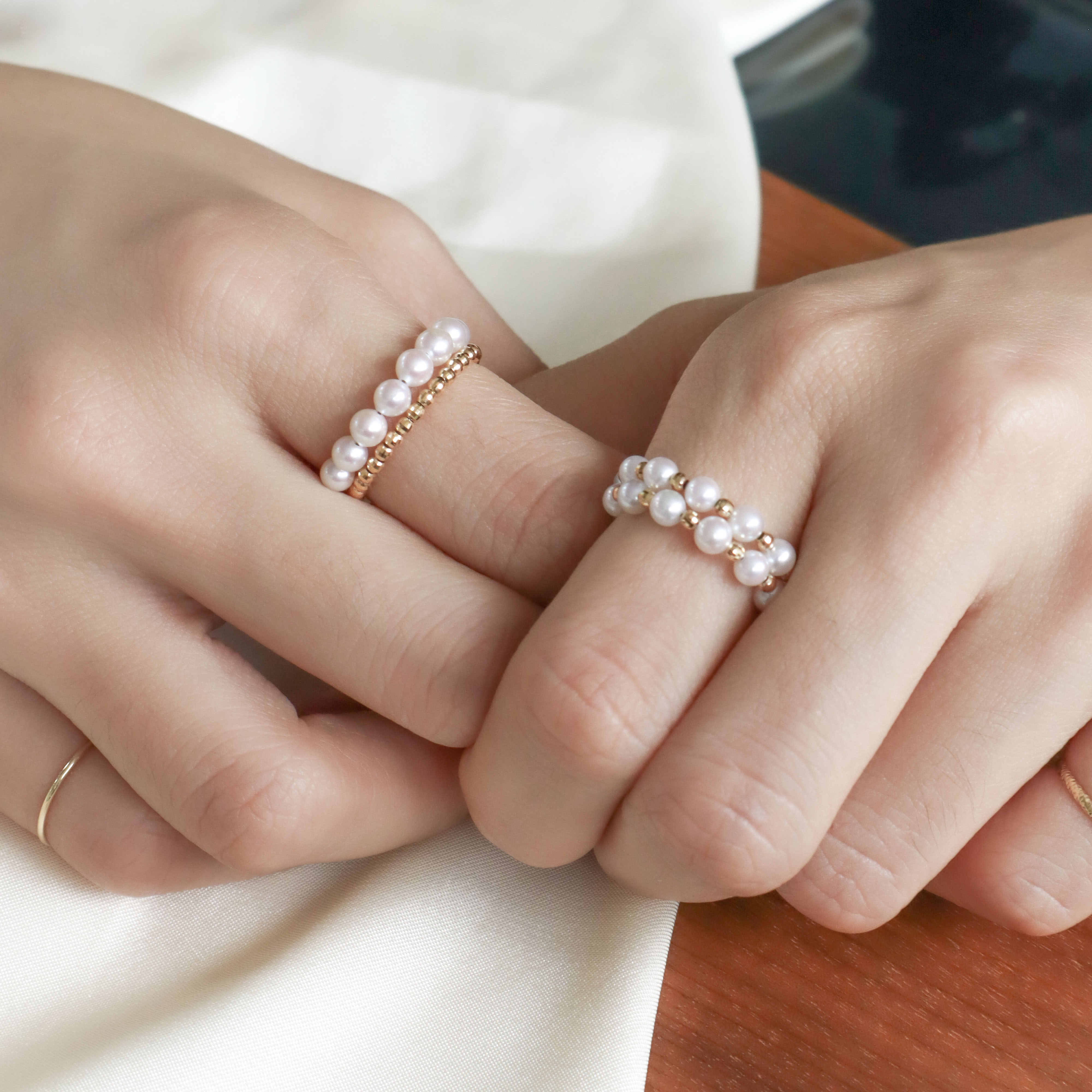 【周年慶限定】18K/日本設計款系列-AKOYA珍珠串珠戒指