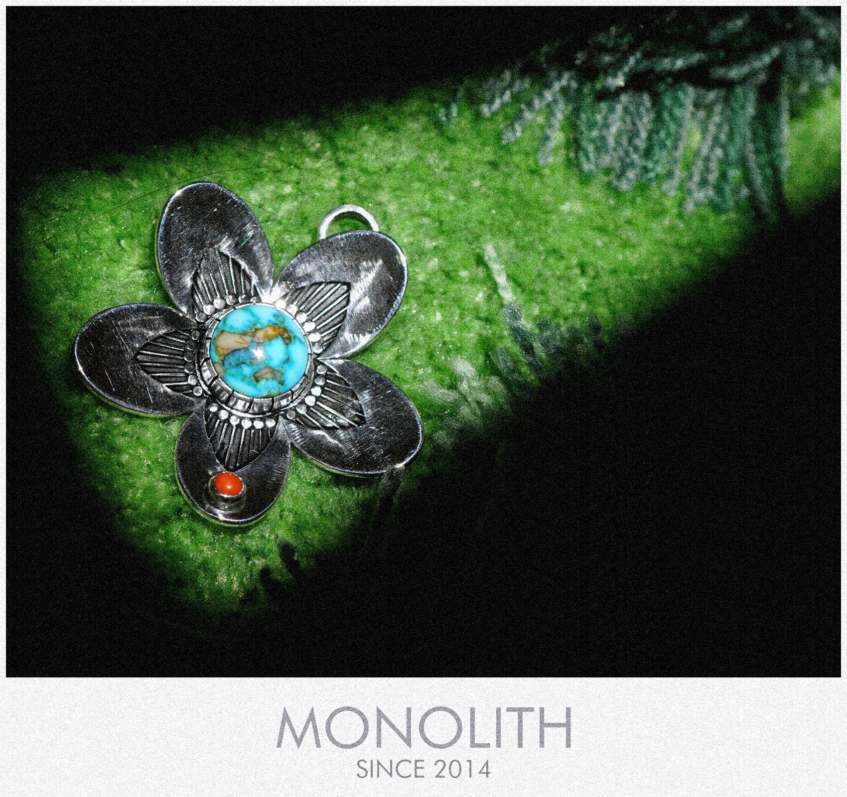 綠松石打印花朵【吊墜】