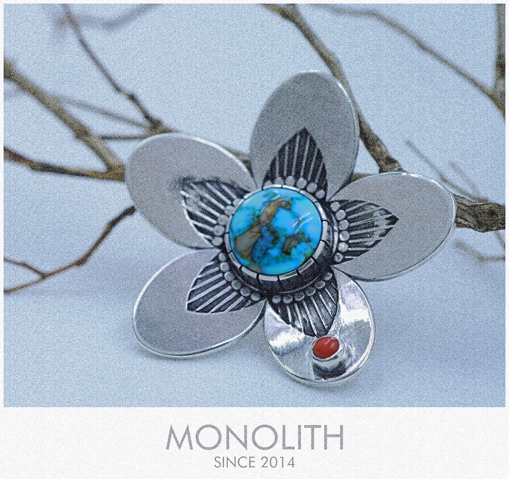 綠松石打印花朵【吊墜】