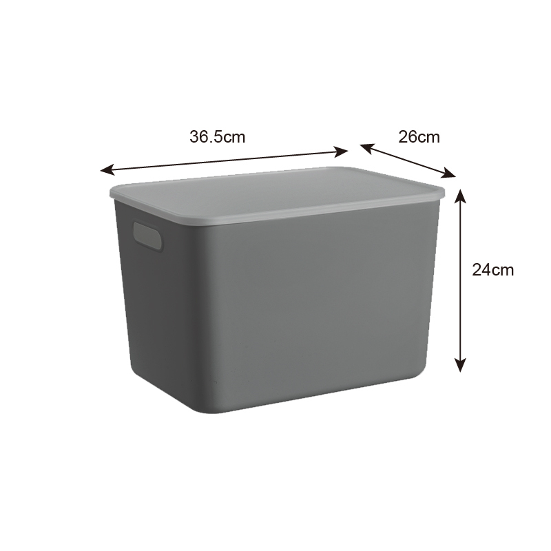 附蓋收納箱/灰 26×24×36.5cm