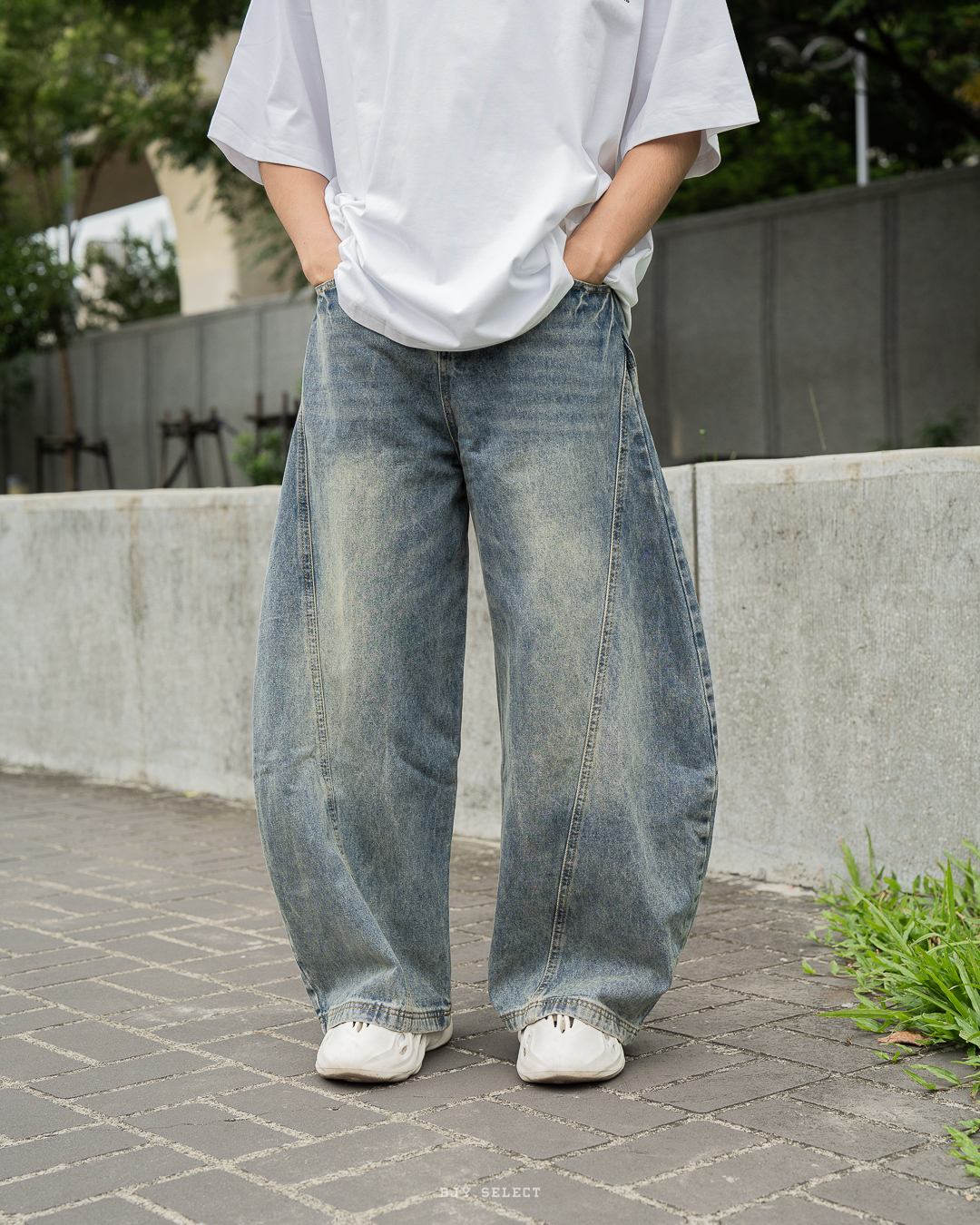 #預購 Tailor collection 美式水洗做舊 寬鬆闊腿 彎刀牛仔褲 G6491