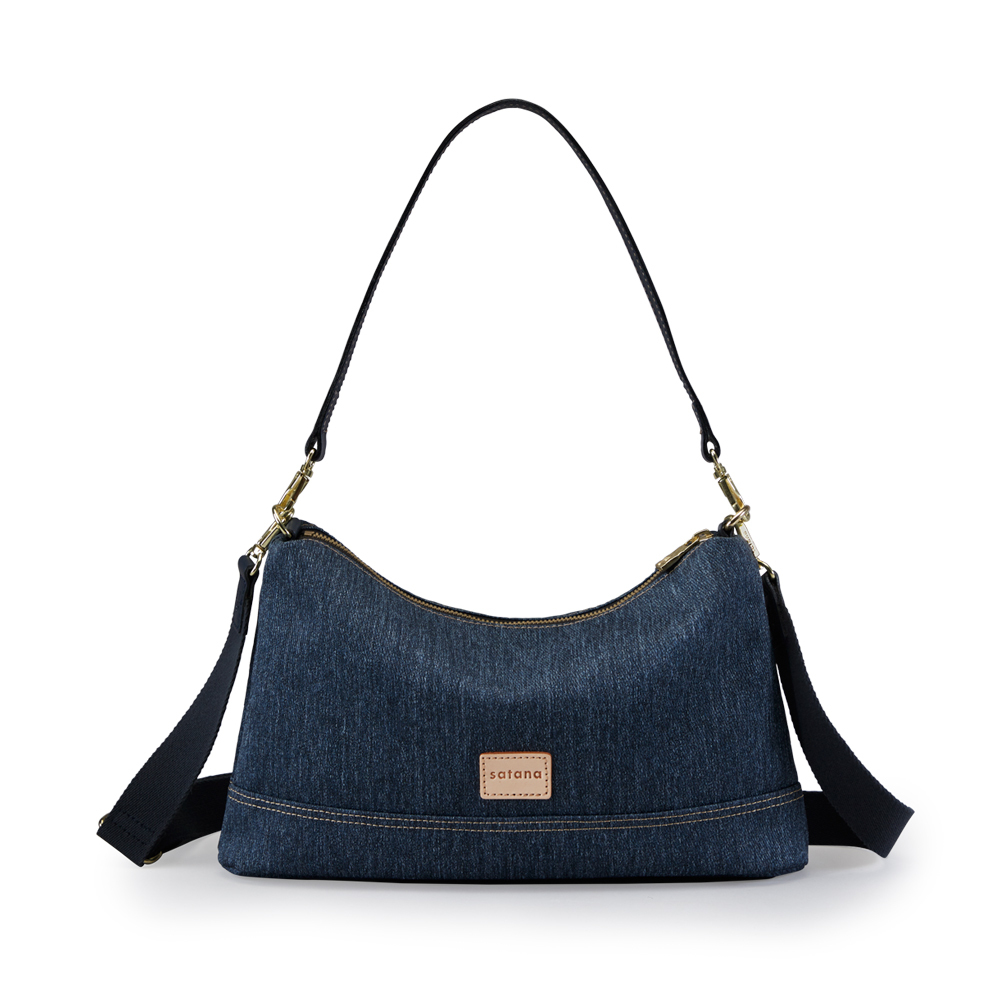 Denim 雙背帶肩背包-深丹寧藍