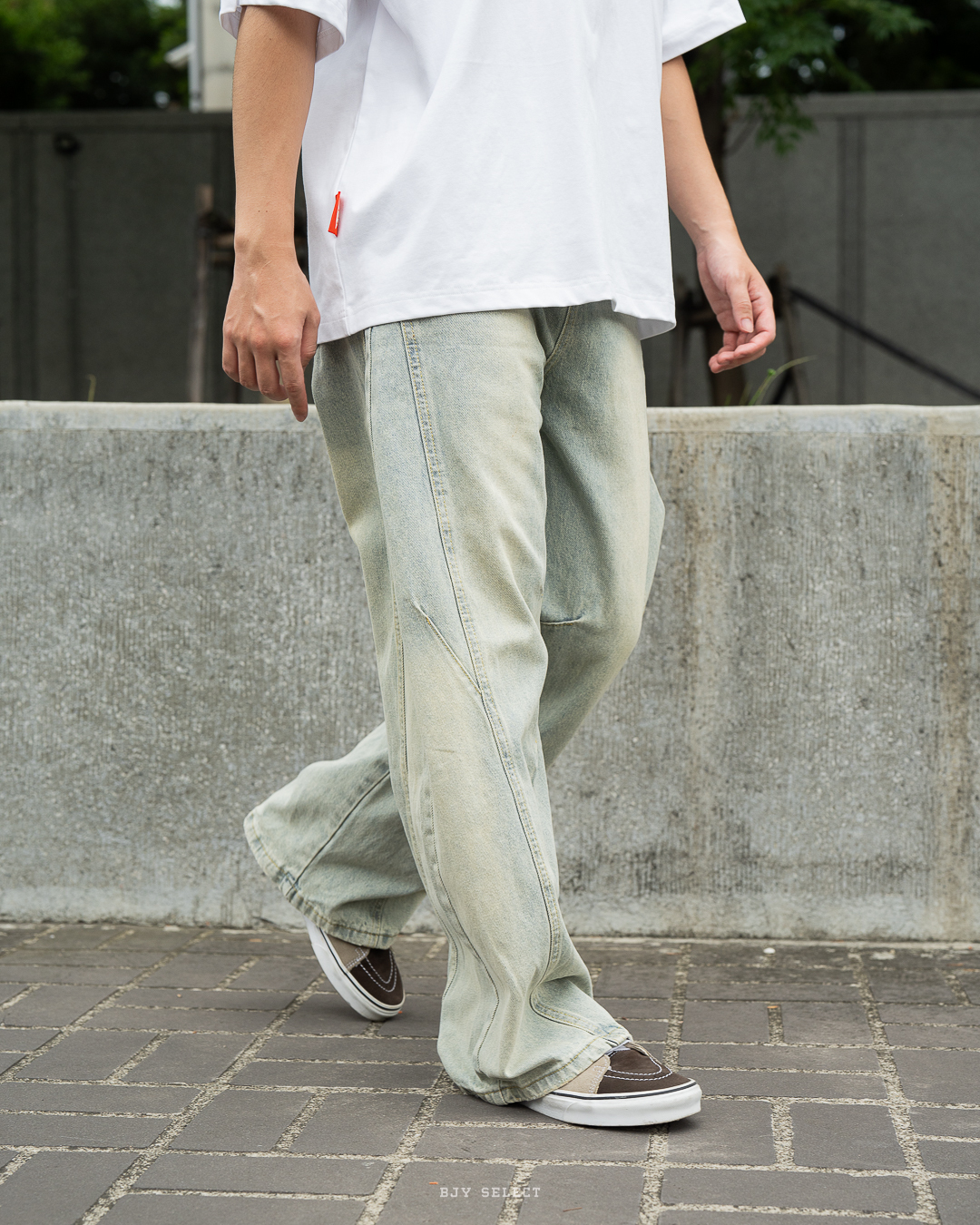 #預購 Tailor collection 美式 復古 拼接 彎刀牛仔褲 三色