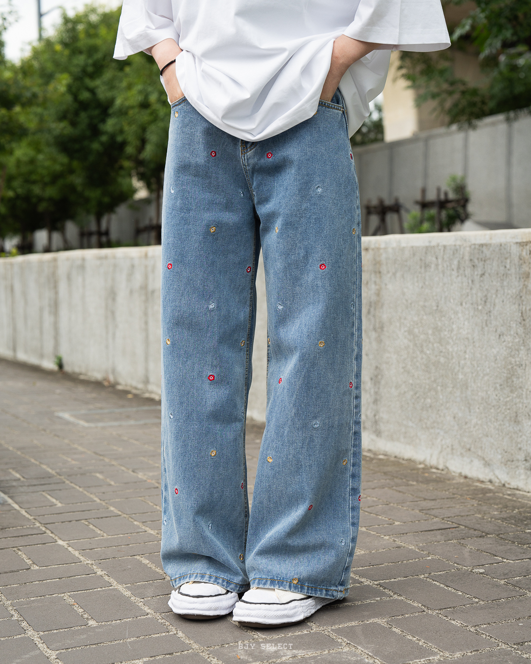 #預購 Tailor collection 美式彩色小碎花刺繡 直筒牛仔褲 女款