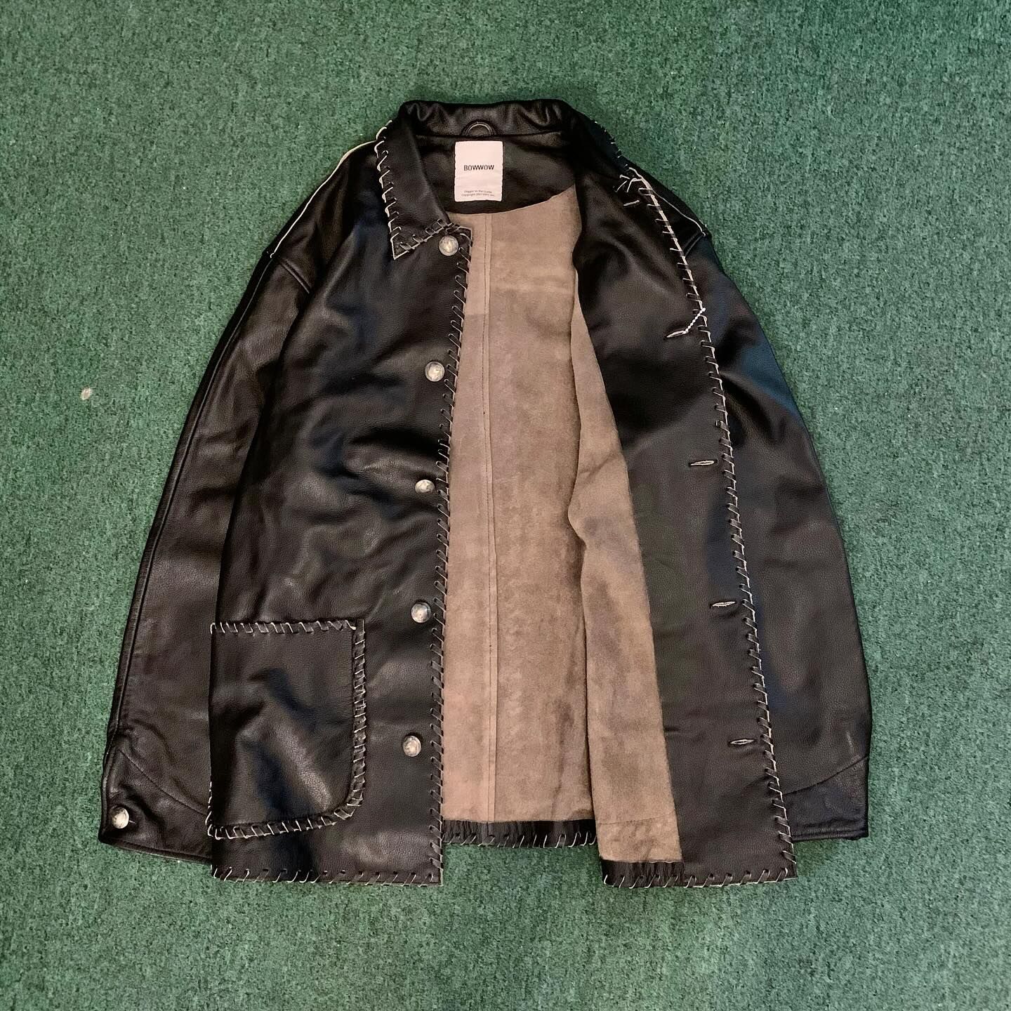 BOWWOW 2025 A/W BRAIDED LEATHER COVERALL JACKET *牛皮 - BLACK SIZE L