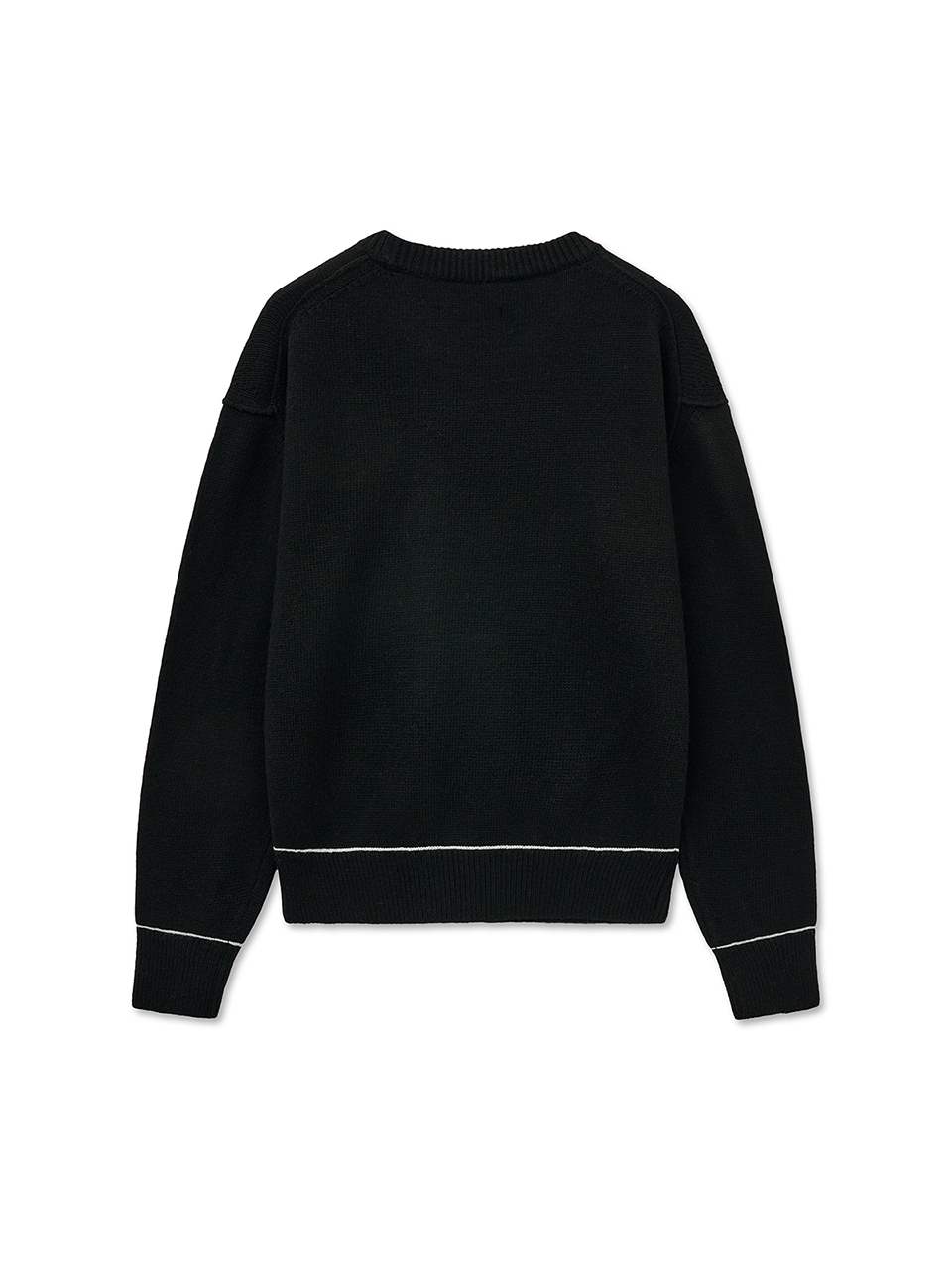 撞色LOGO針織毛衣 黑色