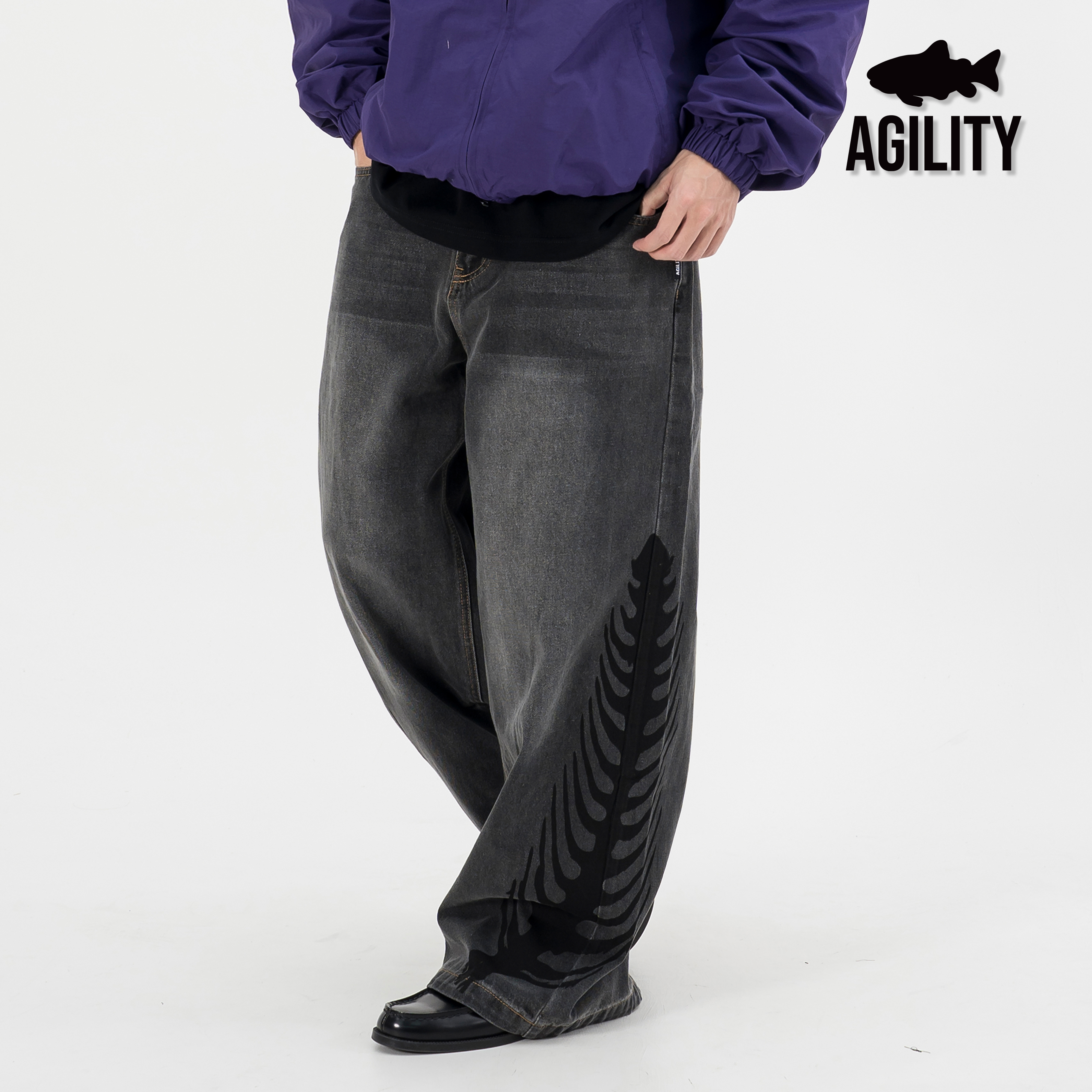 AGILITY Bones Print Denim Jeans 魚骨轉印 牛仔長褲 [LDB-2]