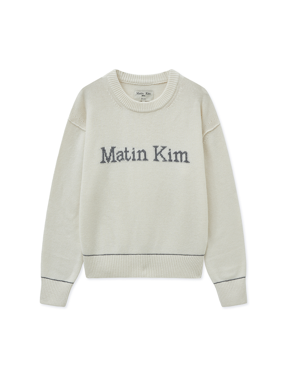 撞色LOGO針織毛衣 象牙白