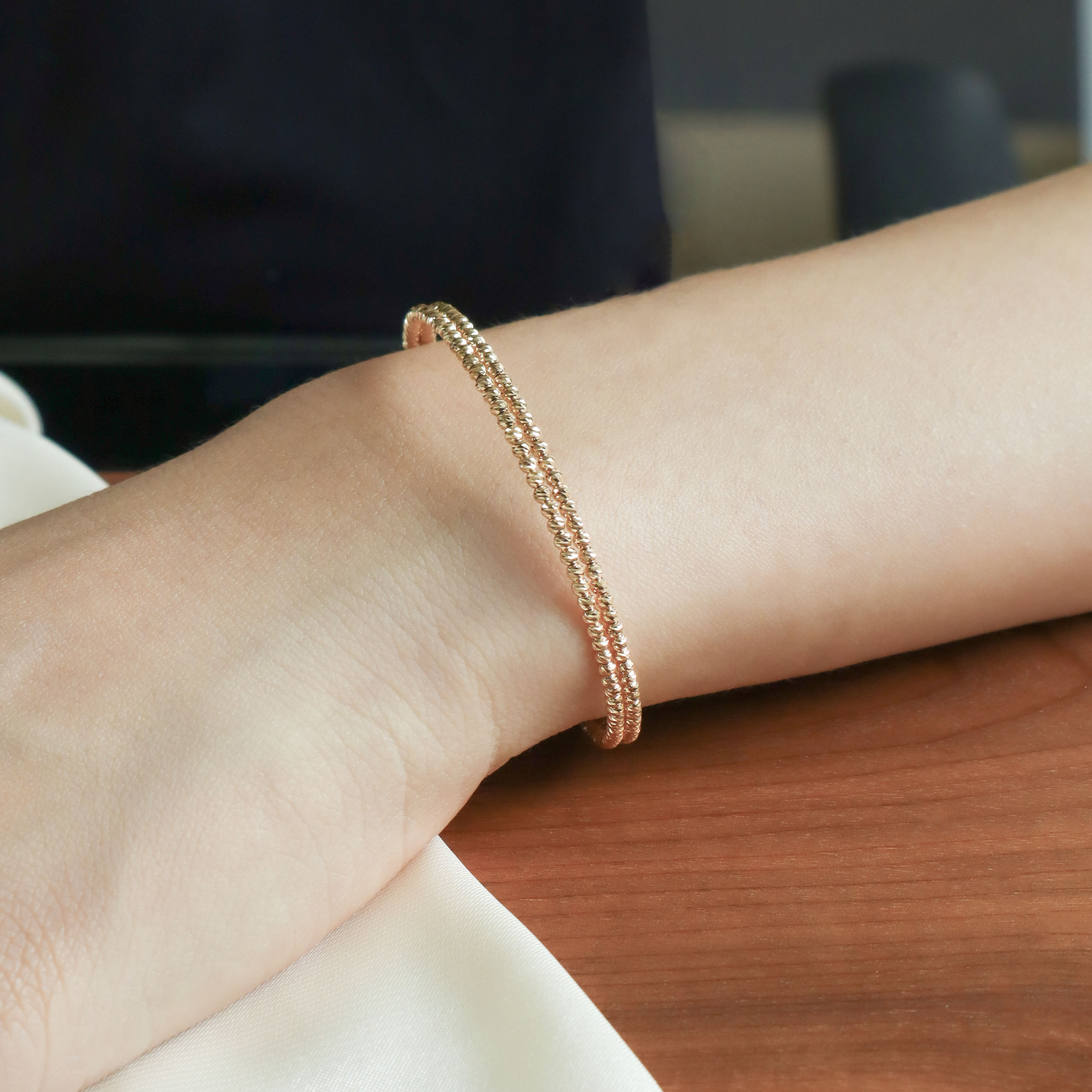 【周年慶限定】18K/日本設計款系列-切割串珠手環