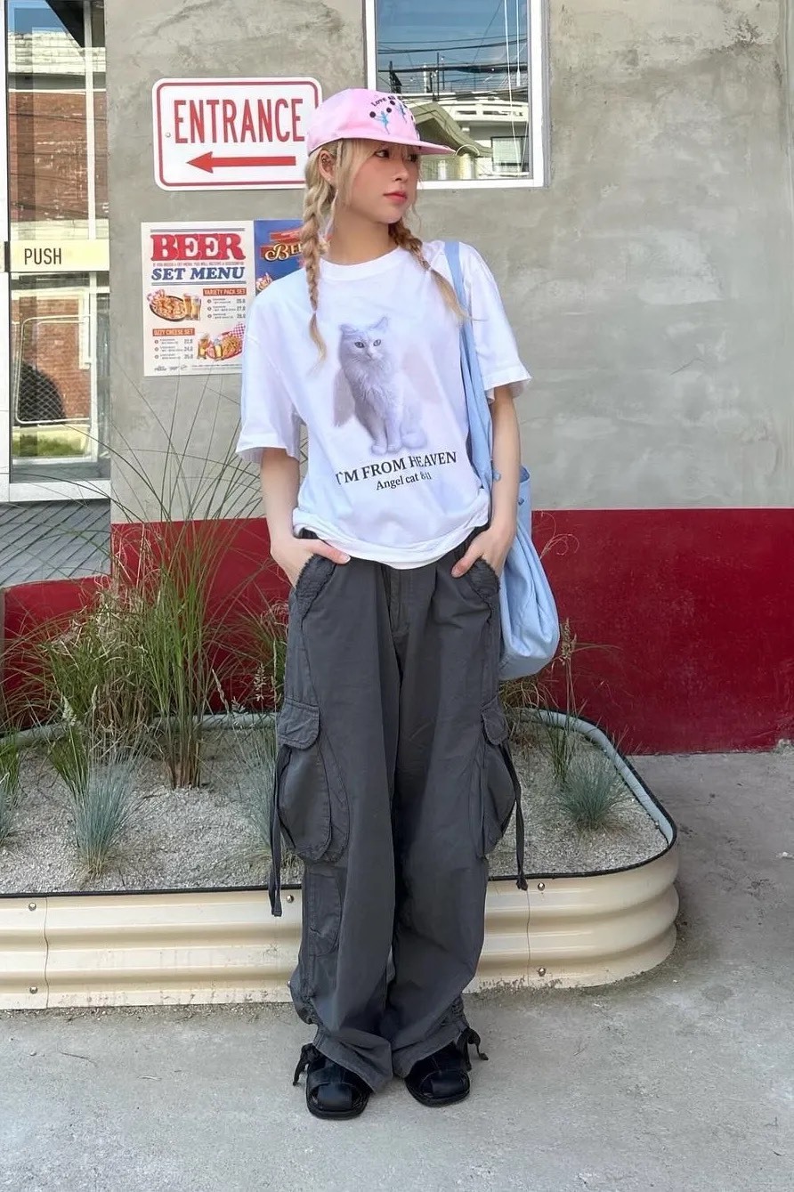 【代購】ITZAVIBE ANGEL CAT T-SHIRTS VER.3_WHITE 貓貓天使短踢 Karina同款 短袖 白色 天使 男女