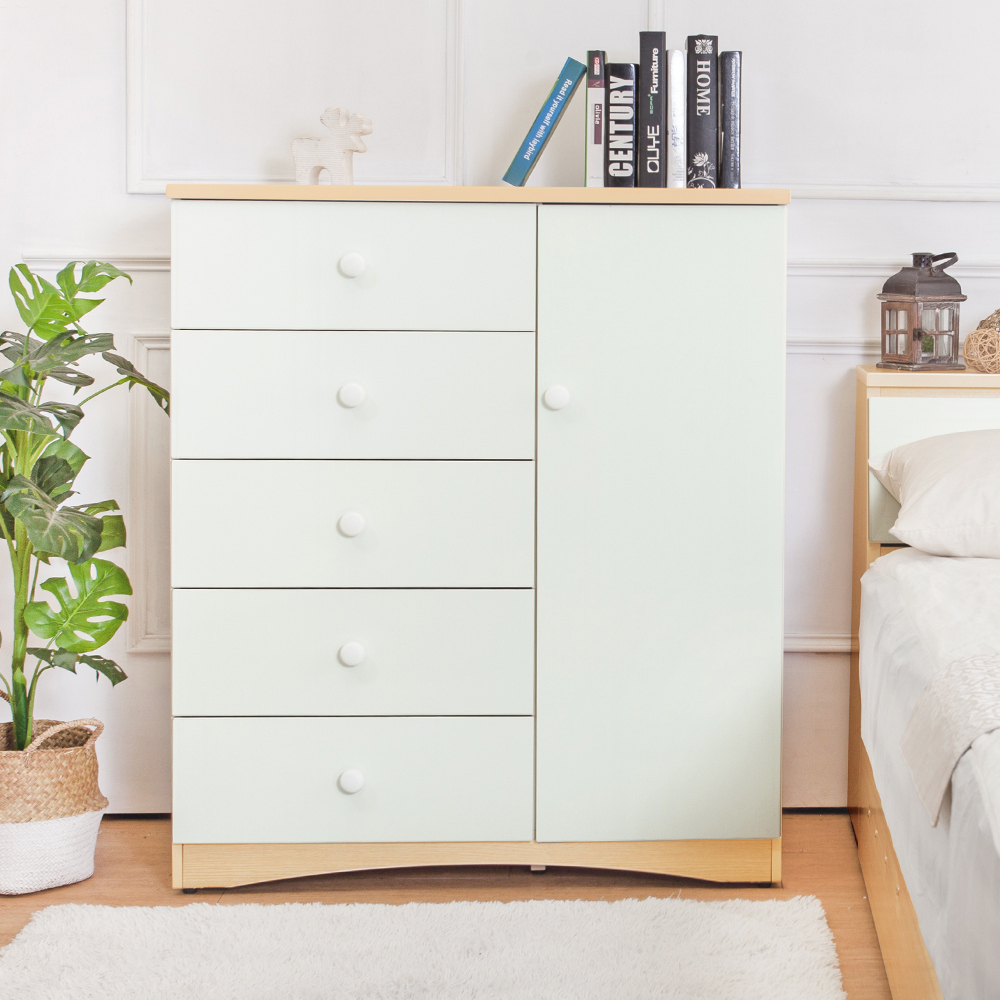 南亞塑鋼-3.3尺五抽單門塑鋼斗櫃/收納櫃/置物櫃-弧形底座