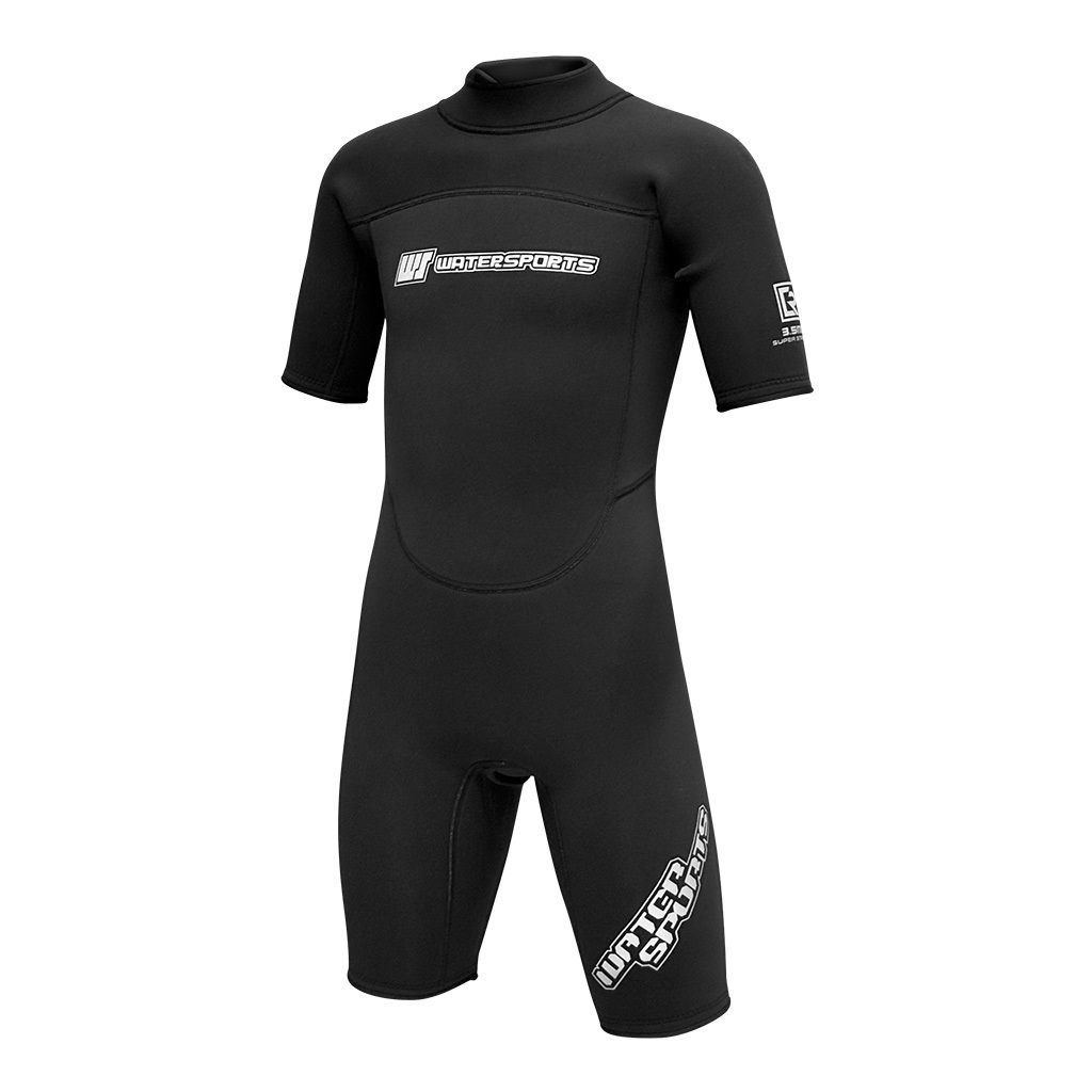 3.5mm 兒童 CR 絨毛內裡游泳連身保暖衣 - 黑