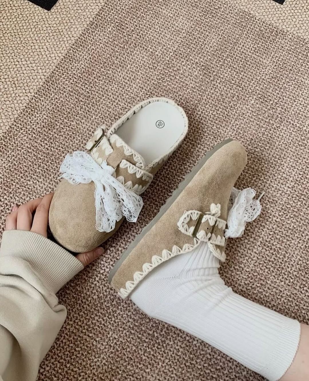 【逢甲FUZZY】<限時預購> OPDFA 可愛的你 蕾絲勃肯拖 拖鞋 三色