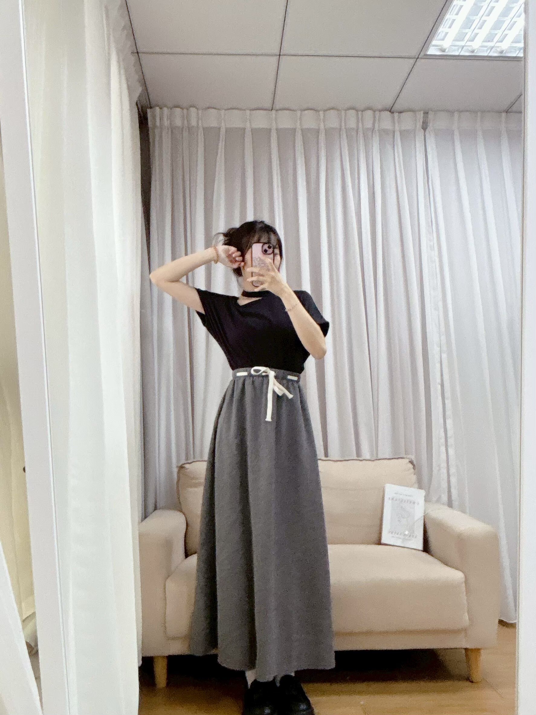 太空棉抽繩長裙