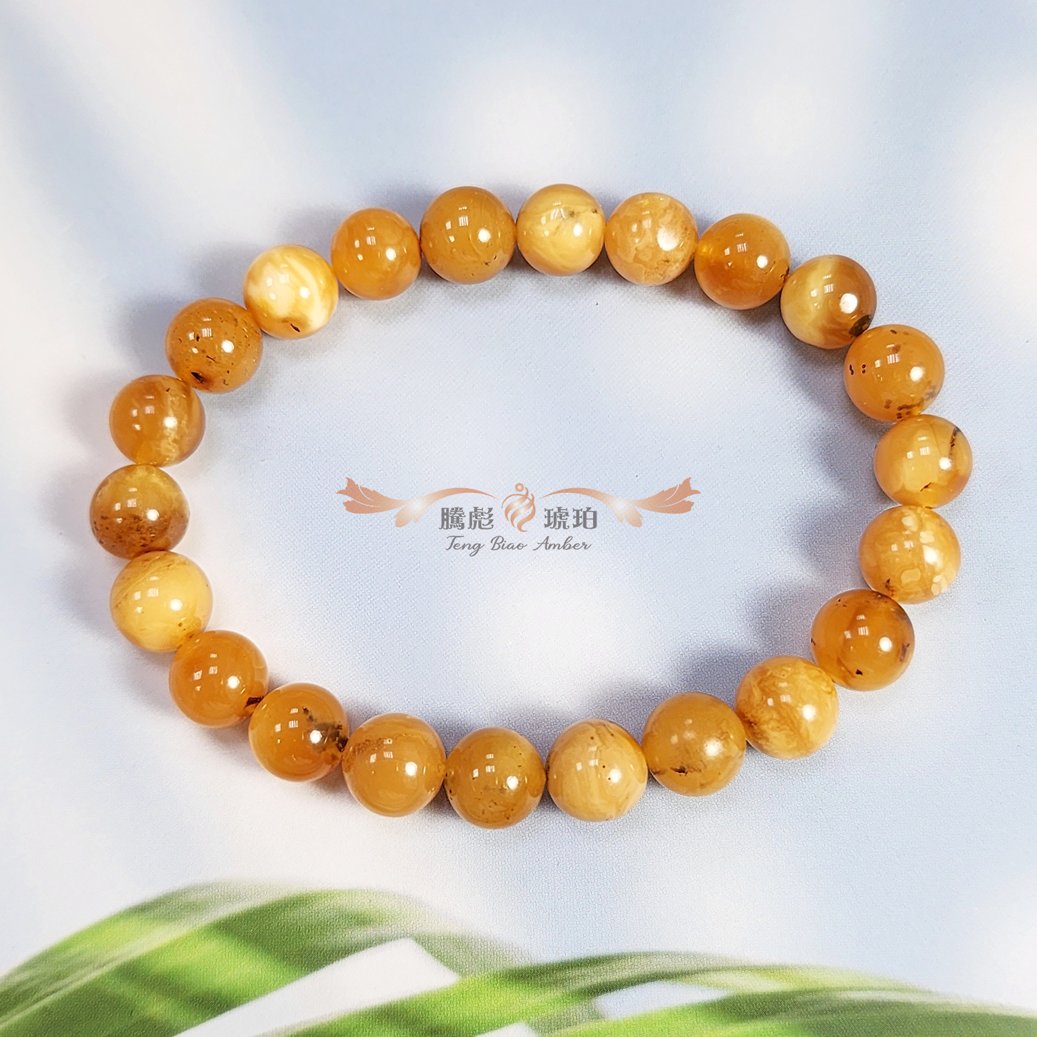 騰彪琥珀 天然琥珀蜜蠟 小年份氧化 雞油紅蜜蠟 意象植物 經典單圈 手鍊