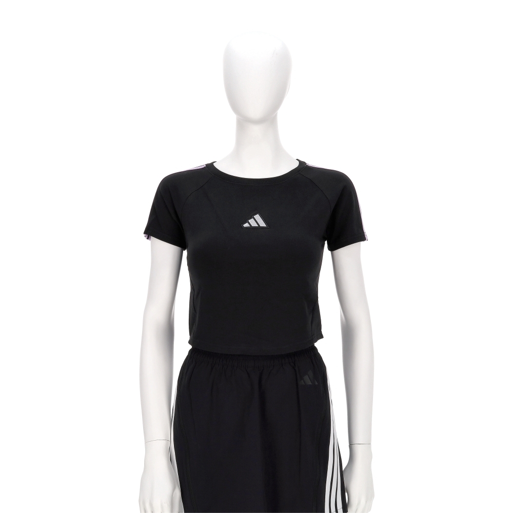 Adidas S Baby Tee 女款 黑色 短版 修身 圓領 運動 休閒 短袖 KB7753