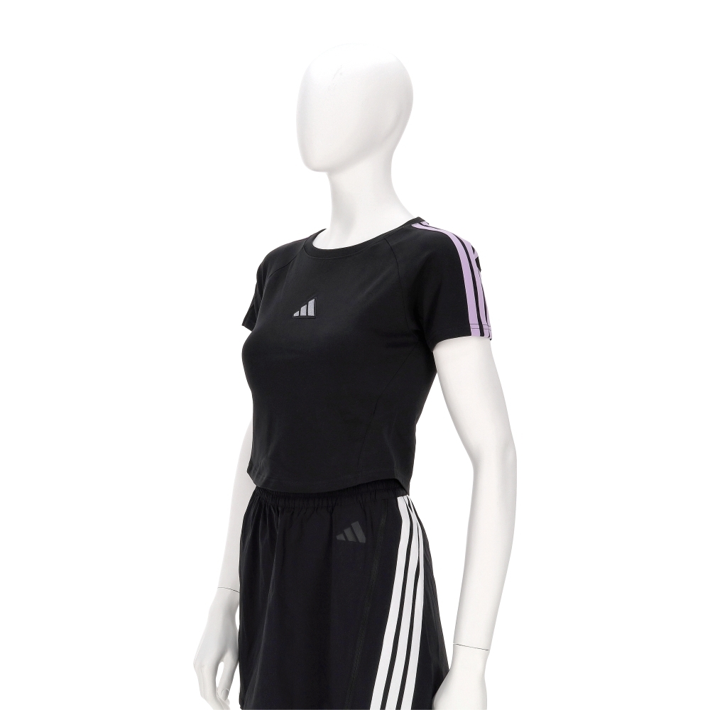 Adidas S Baby Tee 女款 黑色 短版 修身 圓領 運動 休閒 短袖 KB7753