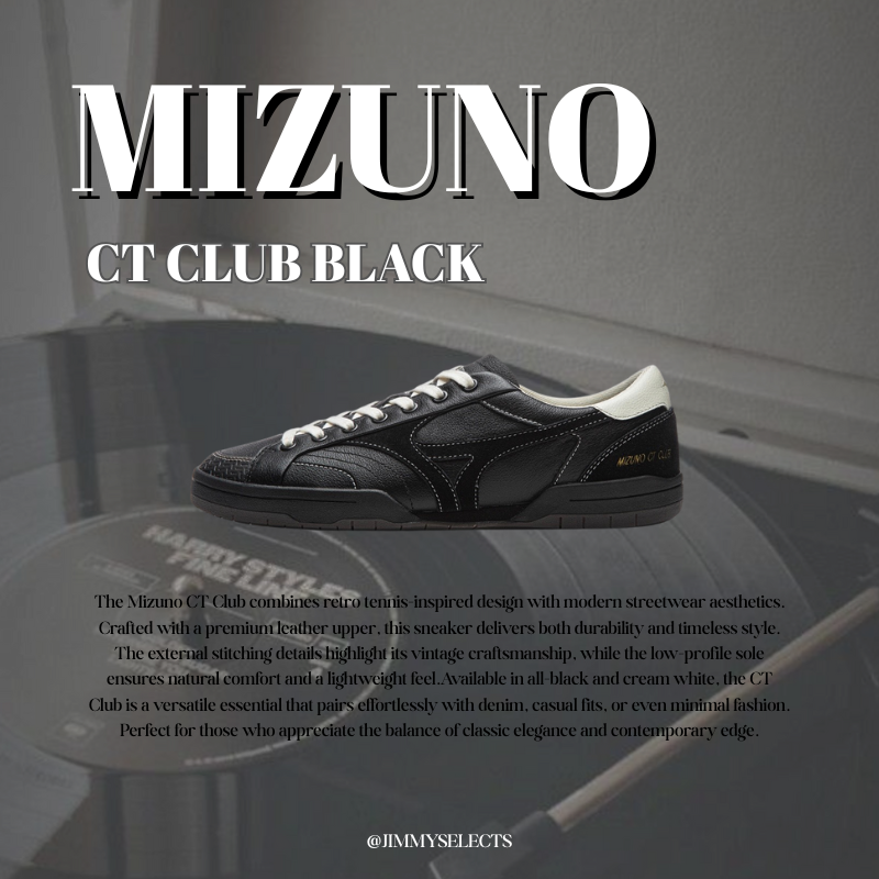 【代購】Mizuno 美津濃 CT CLUB 全黑 / 黑武士 / 奶油白 皮革 復古板鞋 薄底鞋 外縫線設計