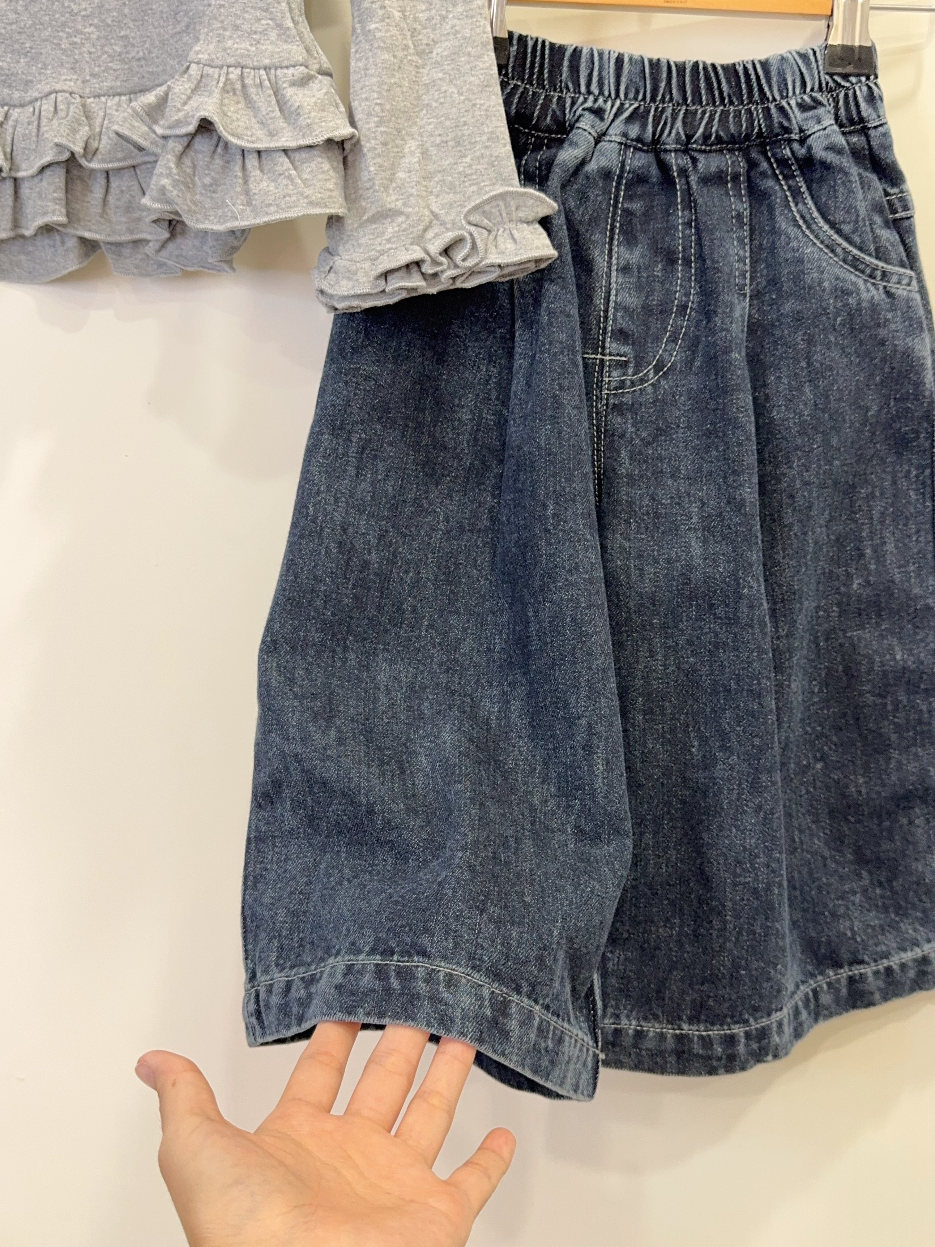 8228刷白車線牛仔寬褲c11