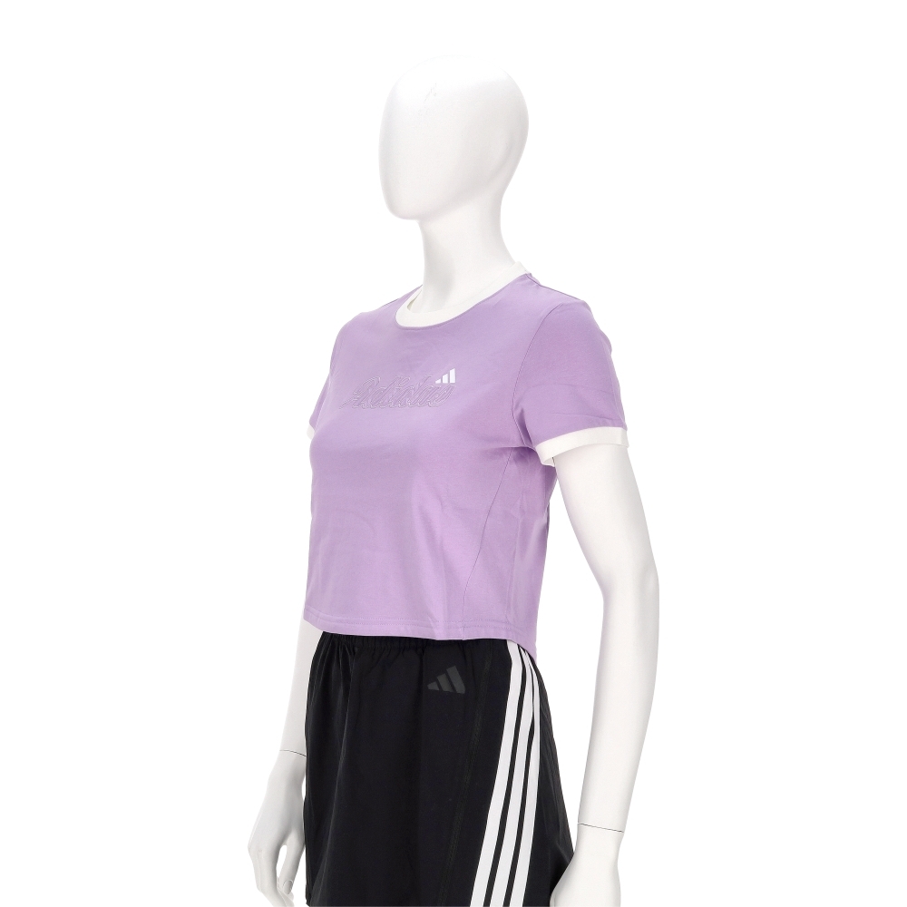 Adidas S Gfx Tee 女款 紫色 短版 滾邊 圓領 復古 休閒 短袖 KC5436