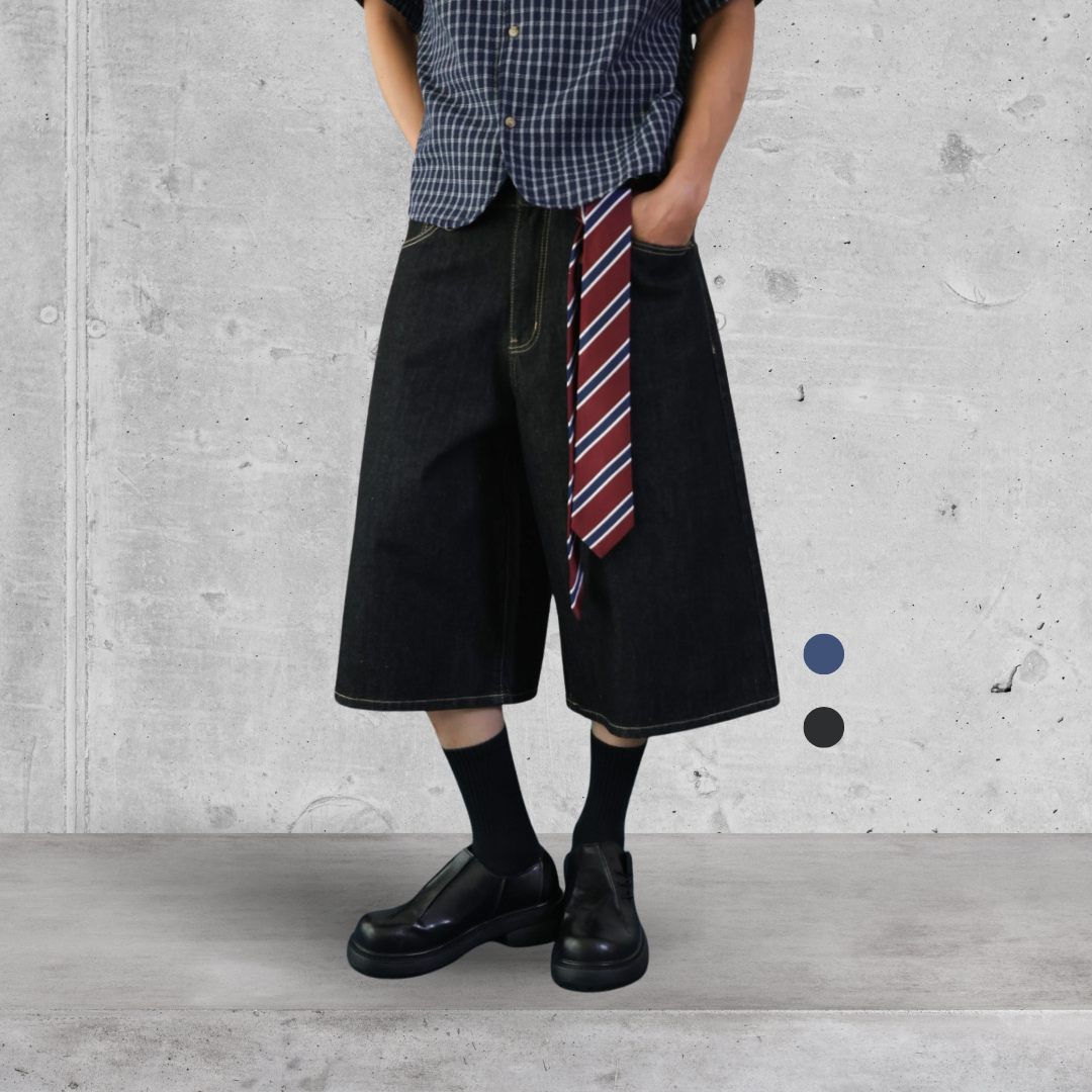 （現貨）NJ232 美式復古原色牛仔七分褲