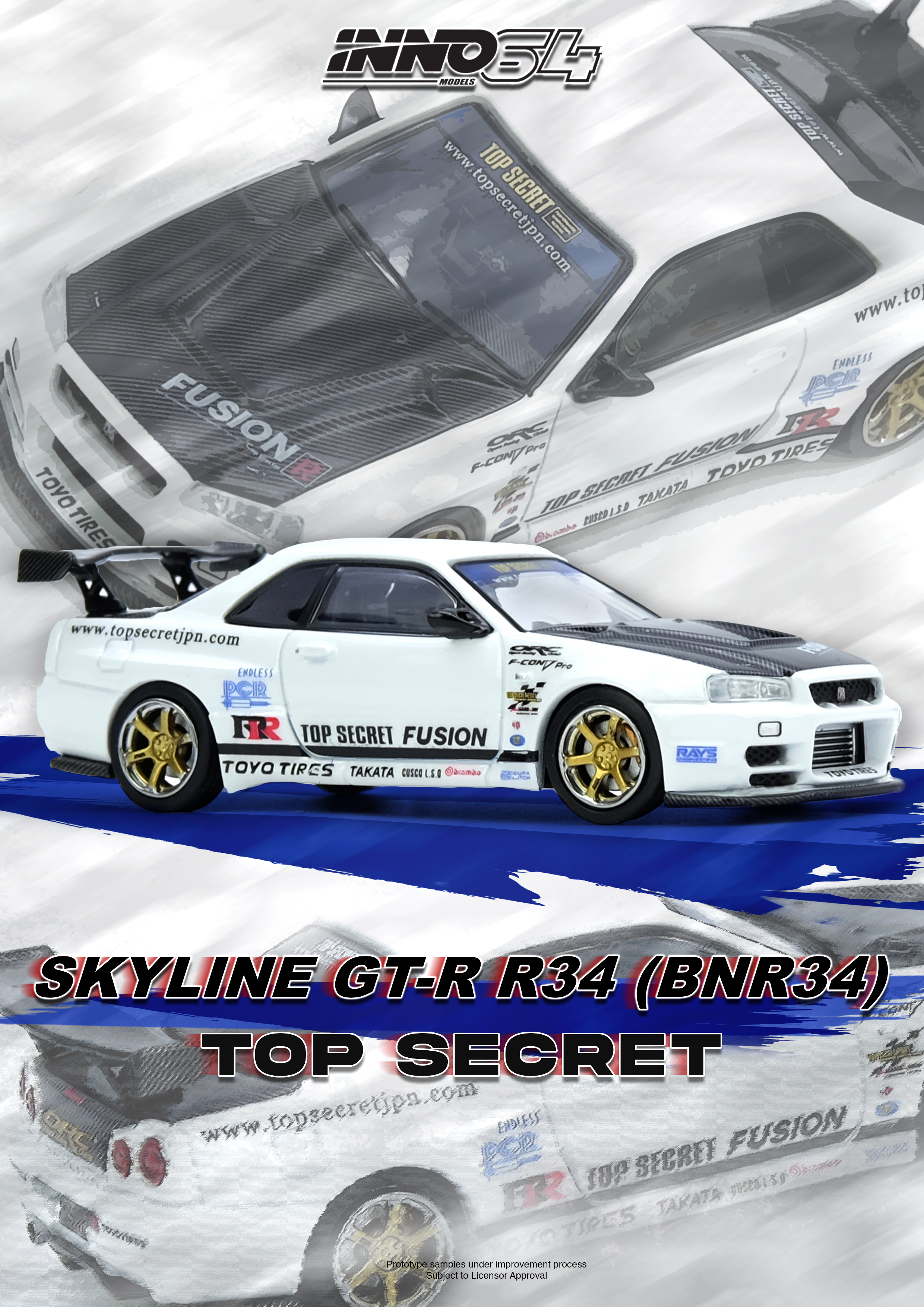 [預訂] INNO64 TOP SECRET R34 GT-R 白色